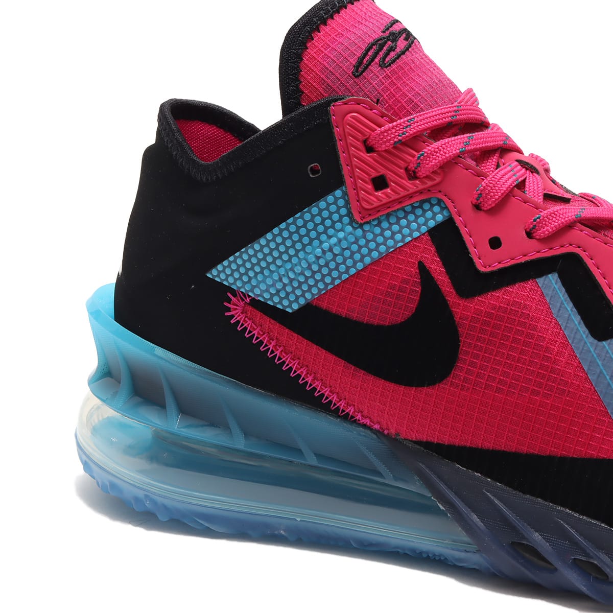 NIKE LEBRON XVIII LOW FIREBERRY/BLACK-LT BLUE FURY 21SP-I