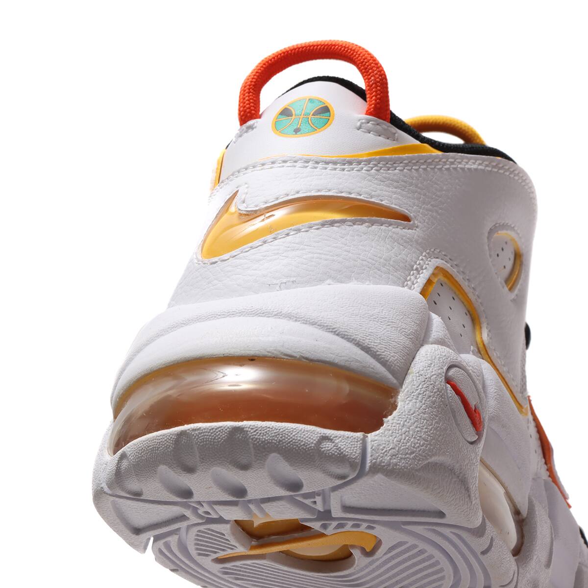 nike uptempo orange and black