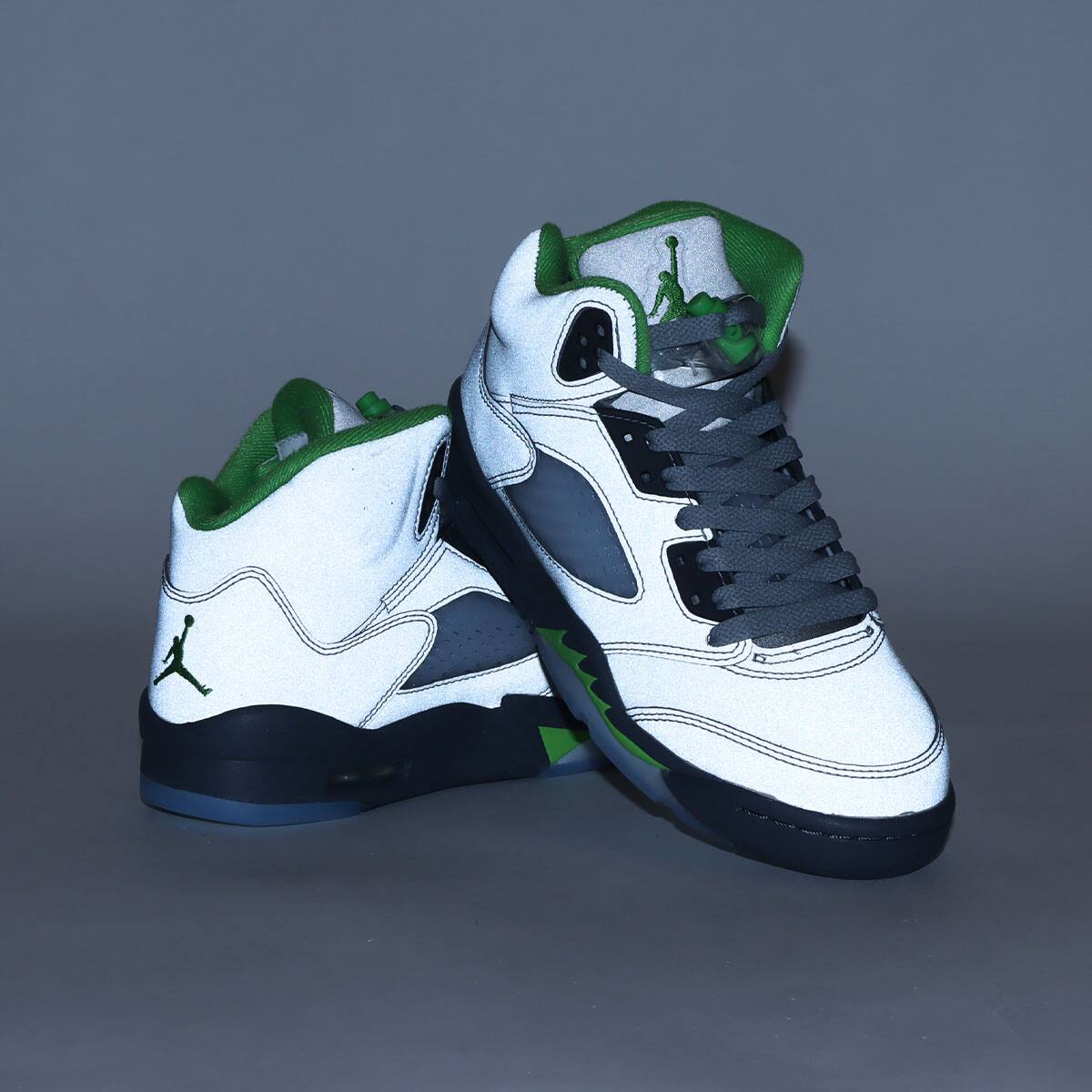 JORDAN BRAND AIR JORDAN 5 RETRO (GS) SILVER/GREEN BEAN-FLINT GREY ...