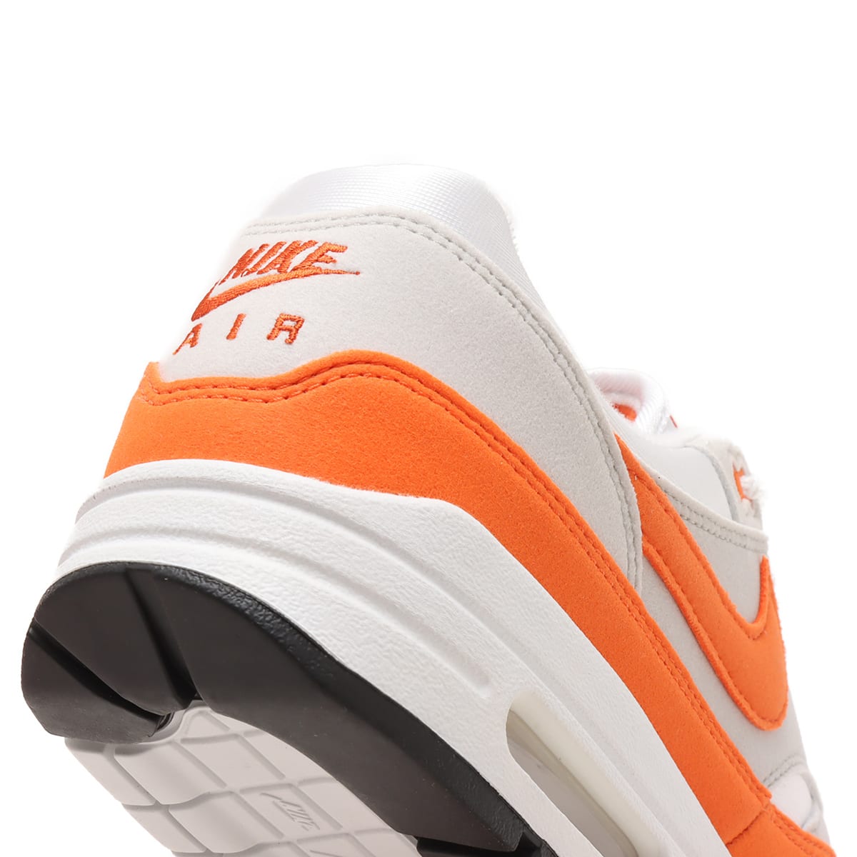 NIKE W AIR MAX 1 NEUTRAL GREY SAFETY ORANGE WHITE BLACK atmos