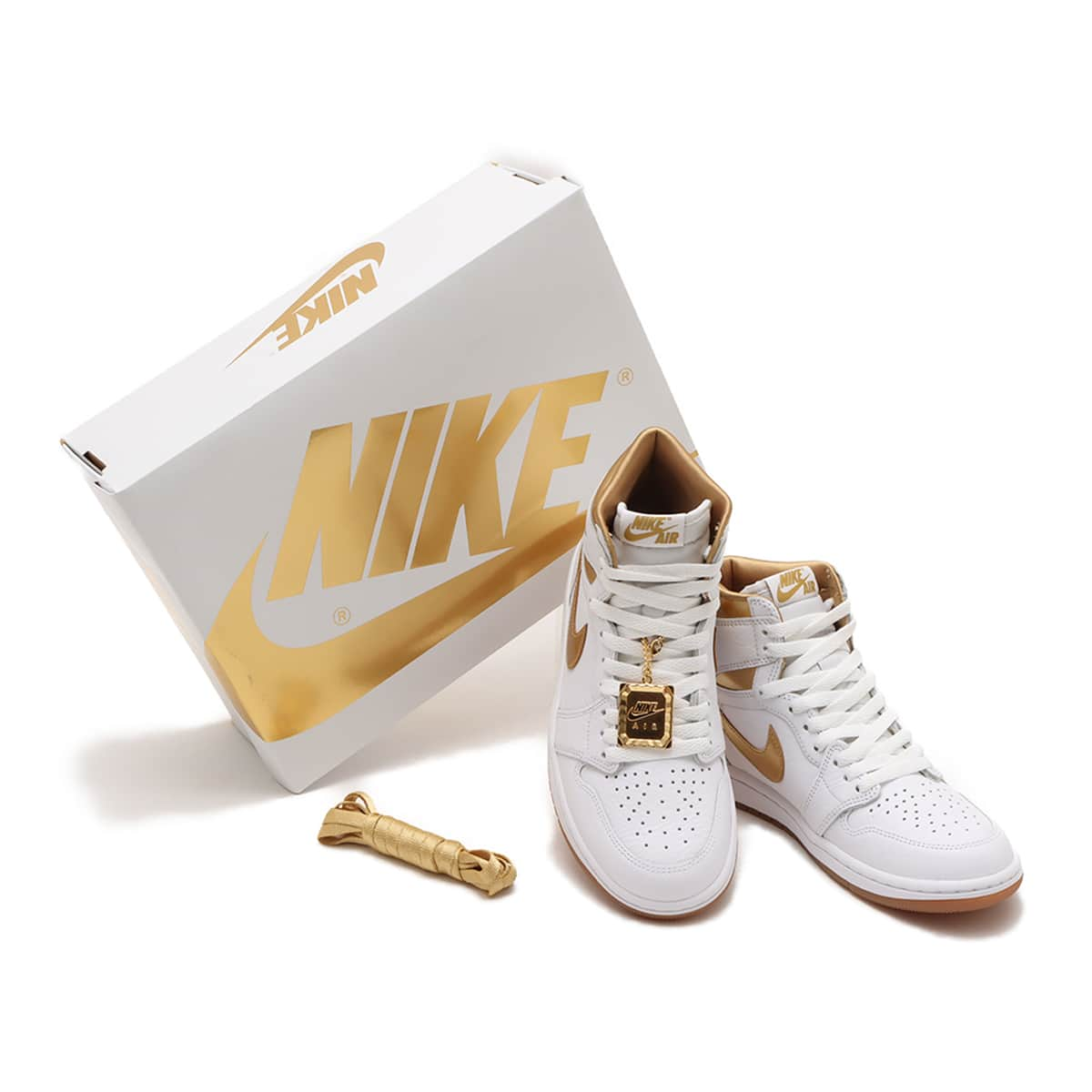 JORDAN BRAND WMNS AIR JORDAN 1 RETRO HI OG WHITE/METALLIC GOLD-GUM ...