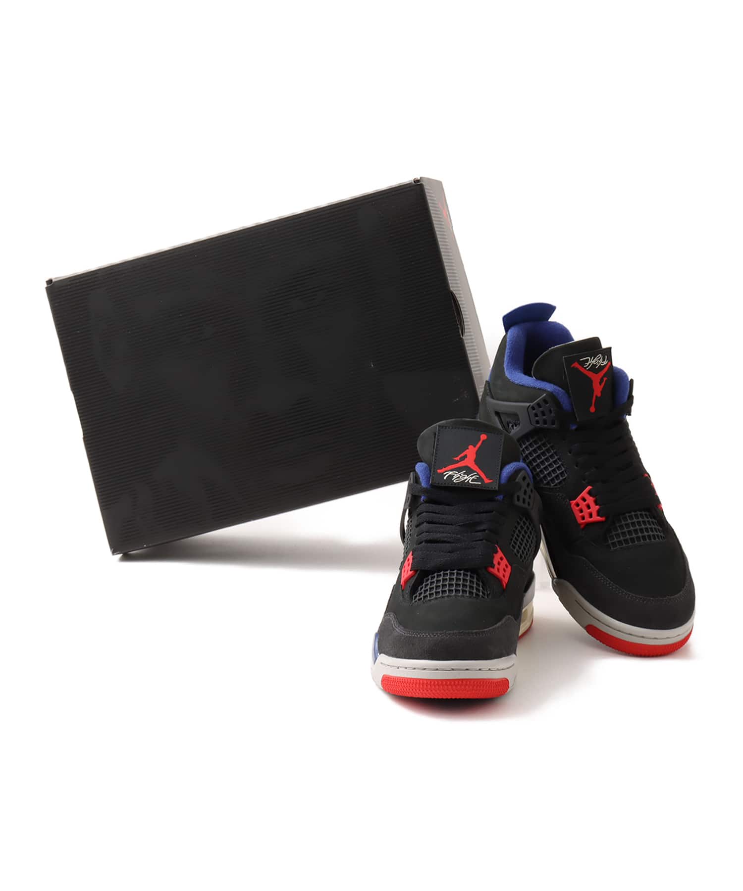 JORDAN BRAND AIR JORDAN 4 RETRO BLACK/FIRE RED-DEEP ROYAL BLUEの画像