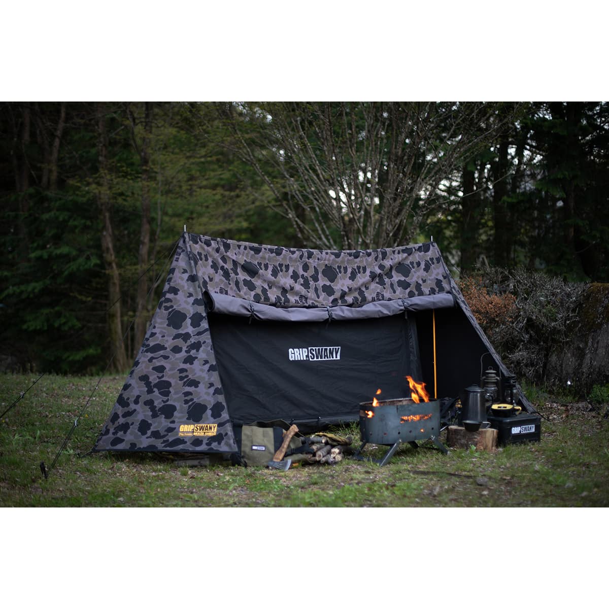 GRIP SWANY × atmos FIREPROOF GS TENT GS BLACK CAMO