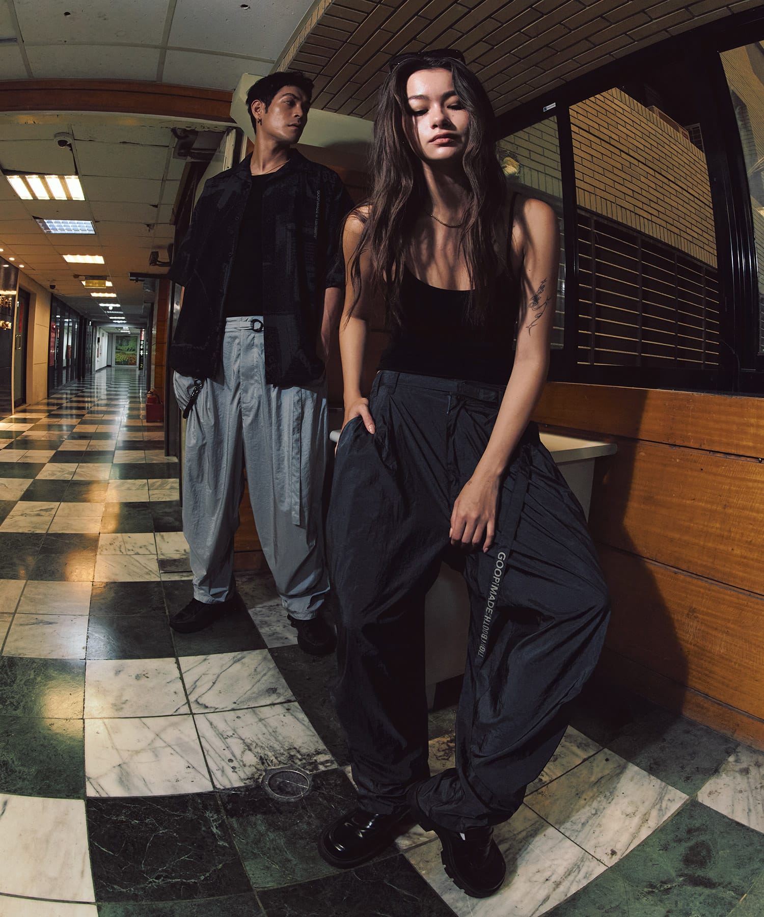GOOPiMADE x TIGHTBOOTH SP_Strap Baggy Slacks BLACKの画像