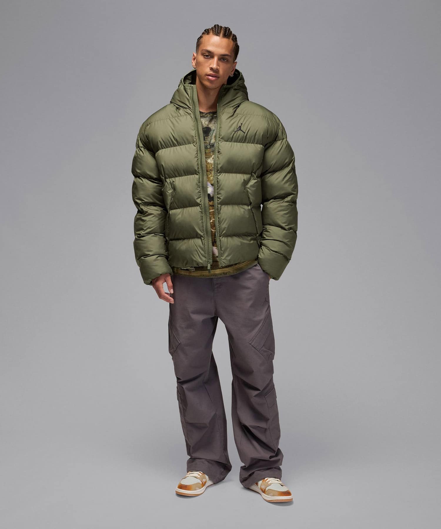 JORDAN BRAND M J BRK PUFFER JKT MEDIUM OLIVE/BLACKの画像