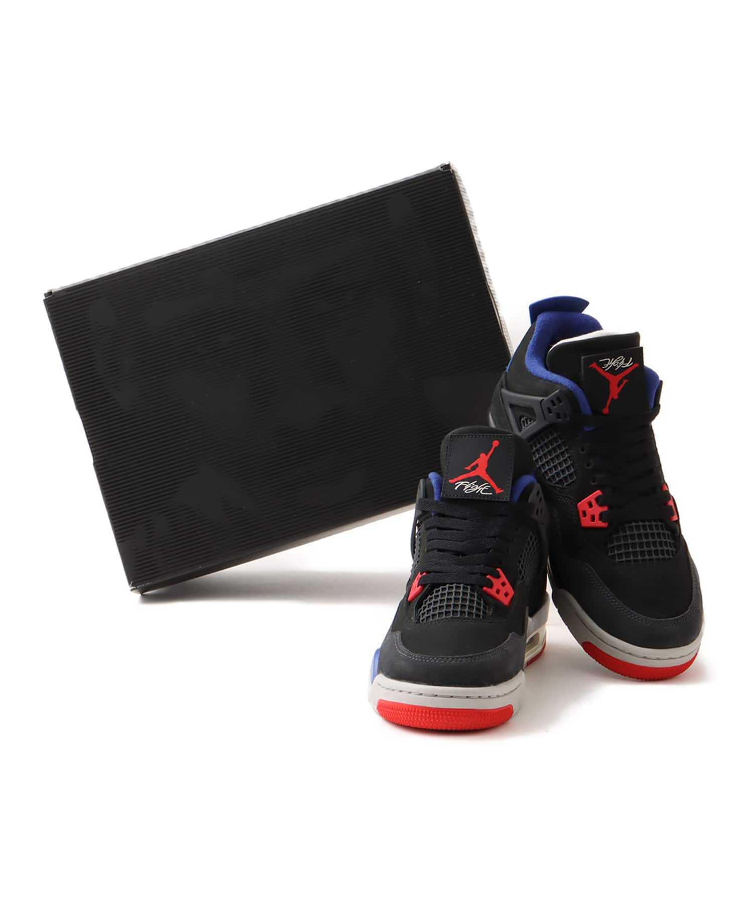 JORDAN BRAND AIR JORDAN 4 RETRO OG (GS) BLACK/FIRE RED-DEEP ROYAL BLUEの画像