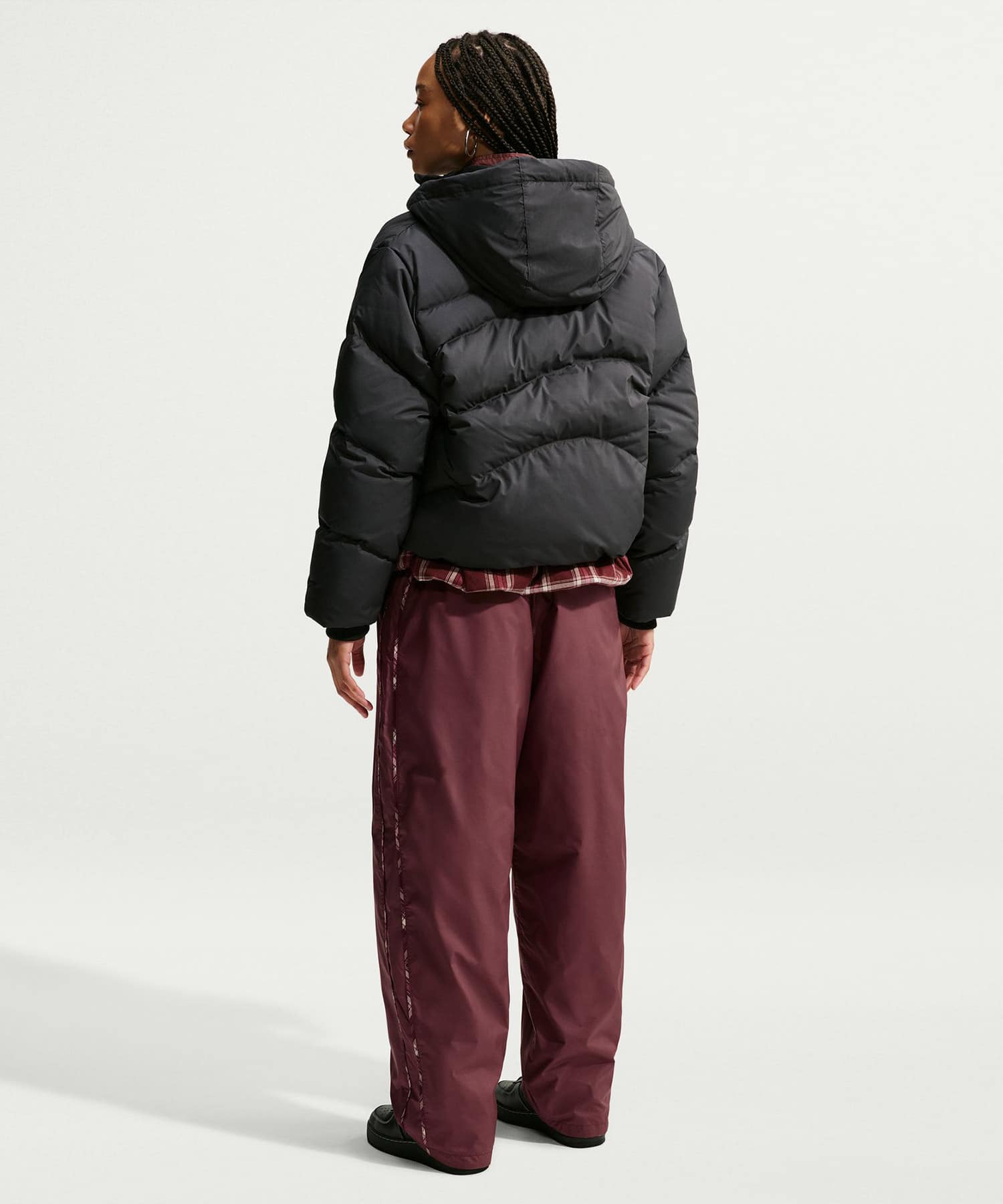 NIKE AS W NK REVERSIBLE PLAID OH PANT BROWNの画像