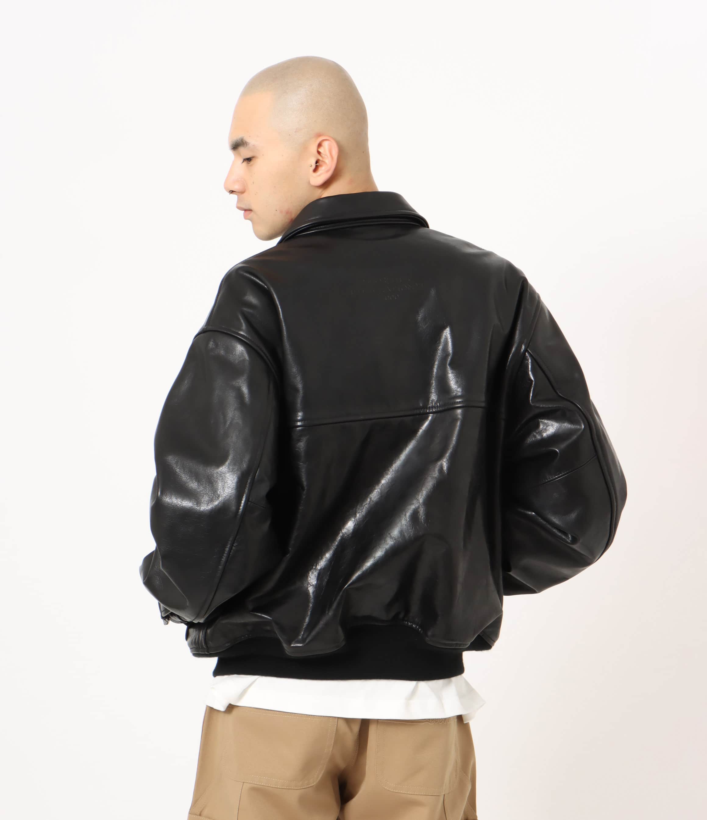 atmos Buffalo Leather Jacket BLACKの画像