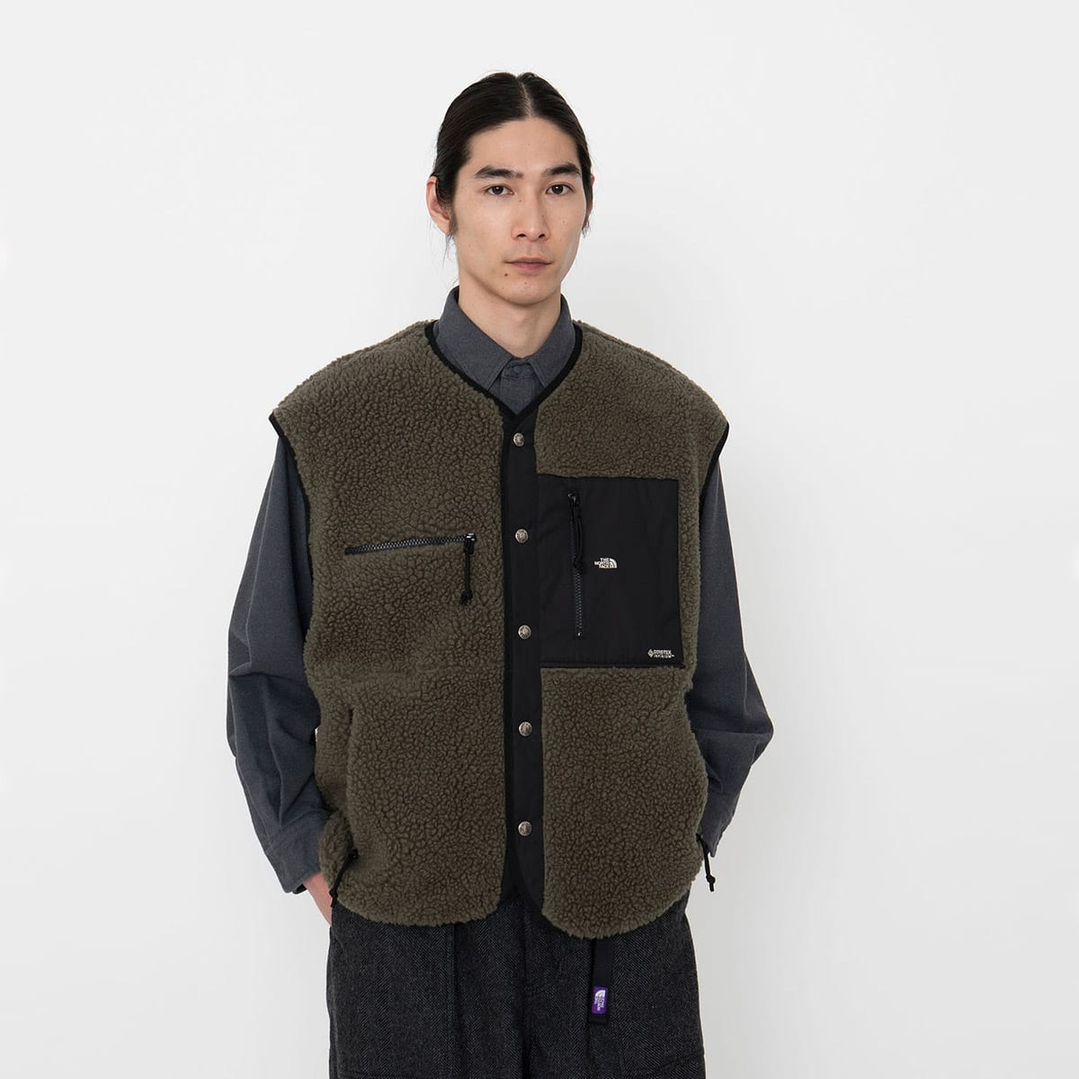 THE NORTH FACE PURPLE LABEL Wool Boa Fleece Field Cardigan Olive