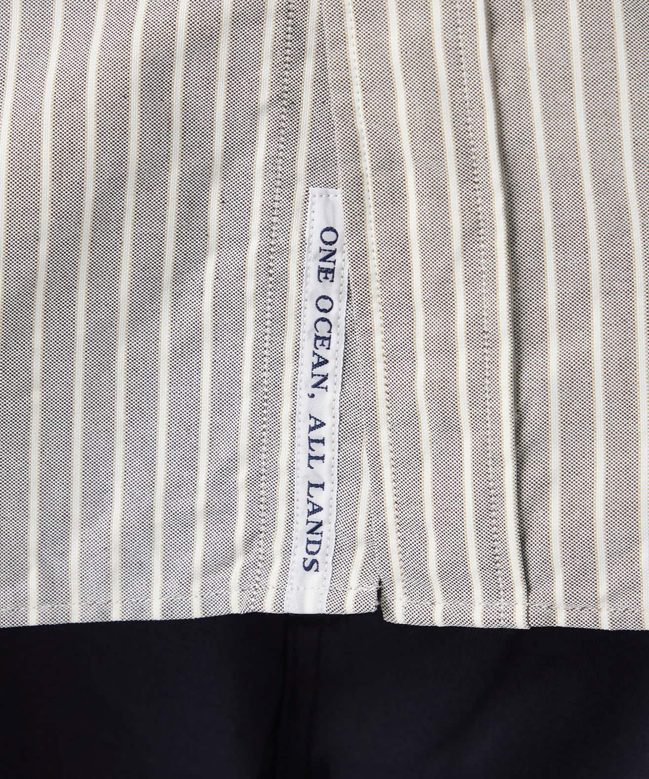 nanamica Button Down Stripe Wind Shirt Brownの画像