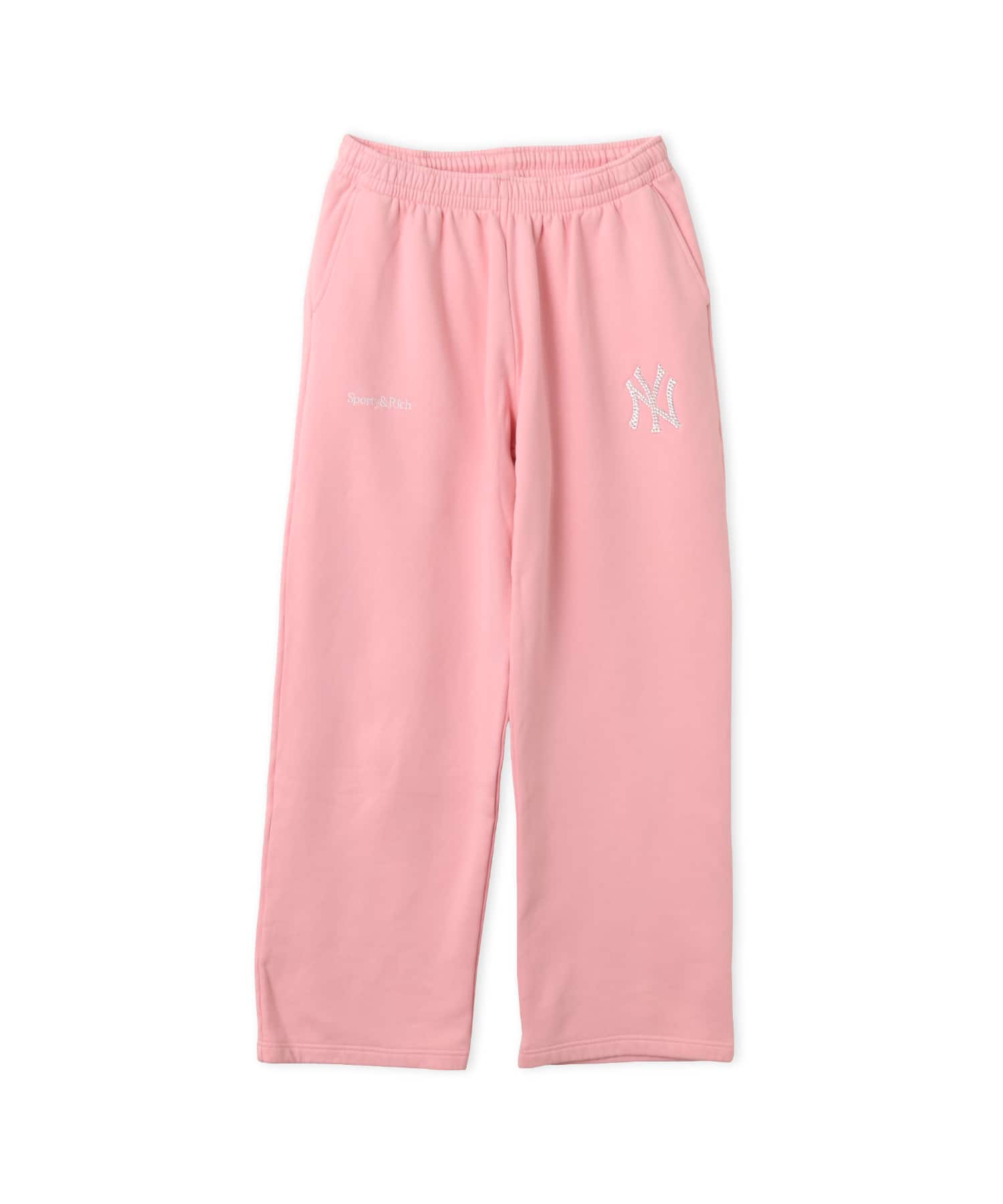 SPORTY＆RICH Yankees Krystal Wide Sweatpant Candy/Whiteのメイン画像