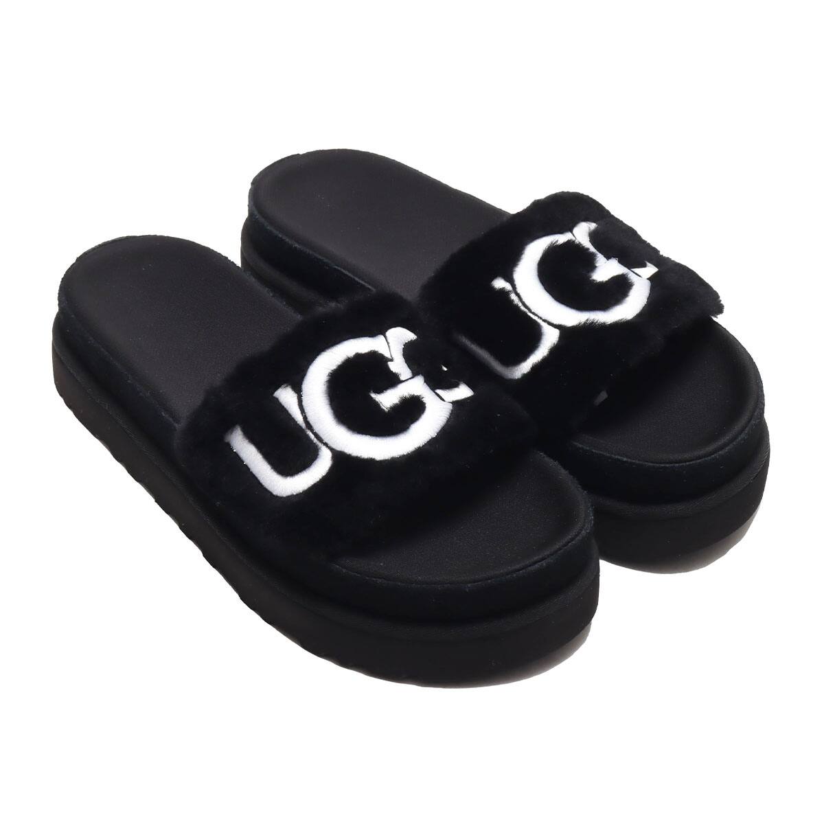 ugg fur slides black