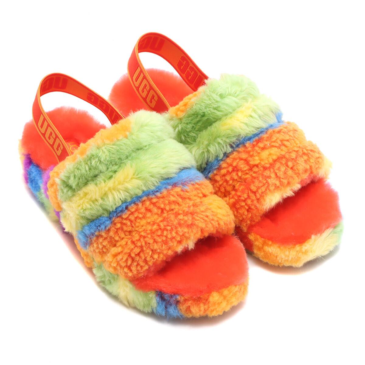 UGG W FLUFF YEAH SLIDE CALI COLLAGE RAINBOW STRIPE 21SS-I_photo_large