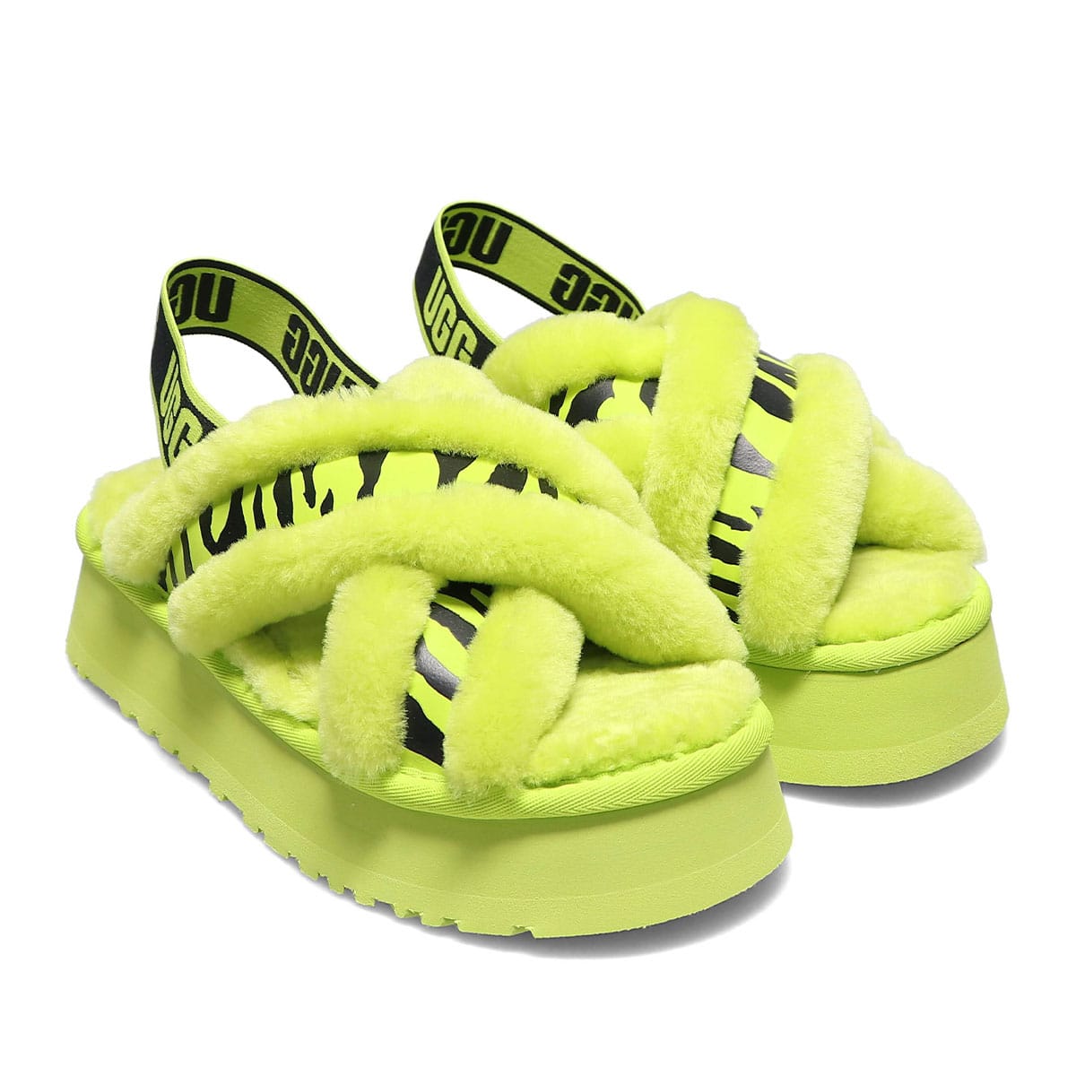 UGG W DISCO CROSS SLIDE ANIMALIA KEY LIME 22SS-I