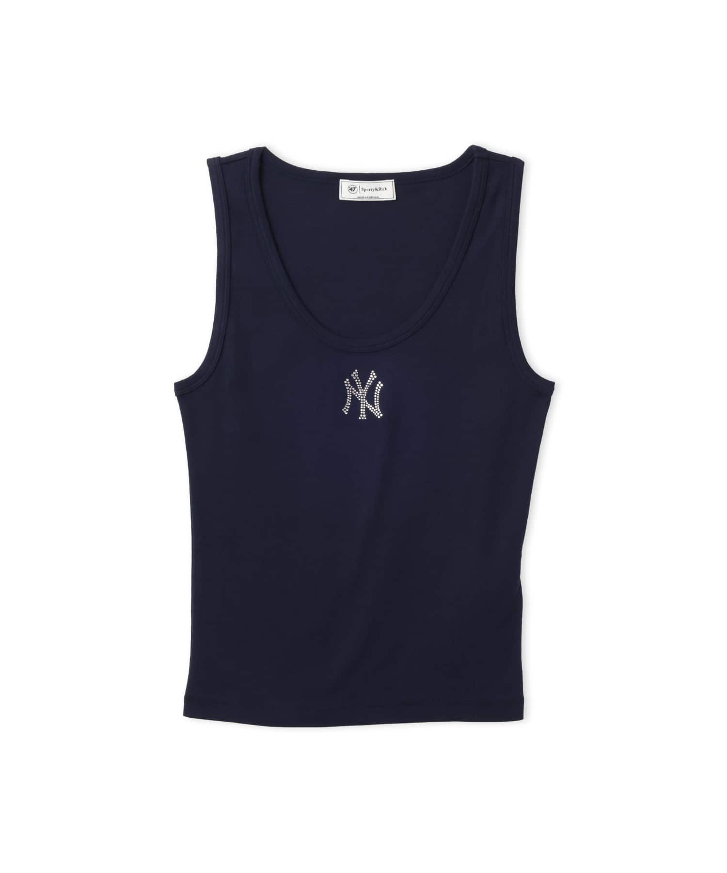 SPORTY＆RICH Yankees Krystal Cropped Tank Dark Navy/Whiteのメイン画像