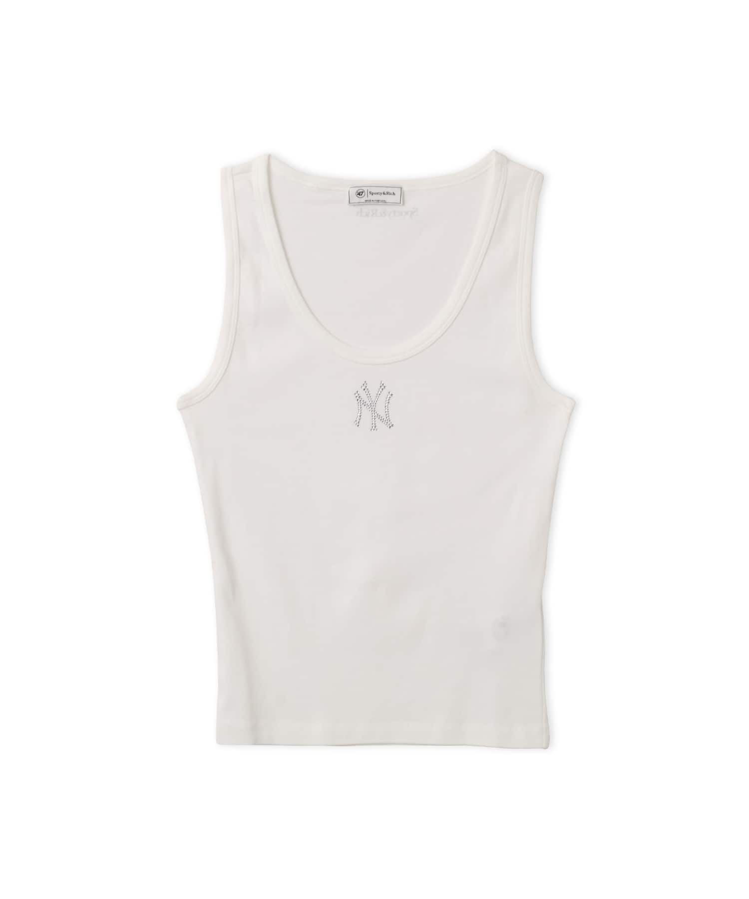 SPORTY＆RICH Yankees Krystal Cropped Tank White/Dark Navyのメイン画像