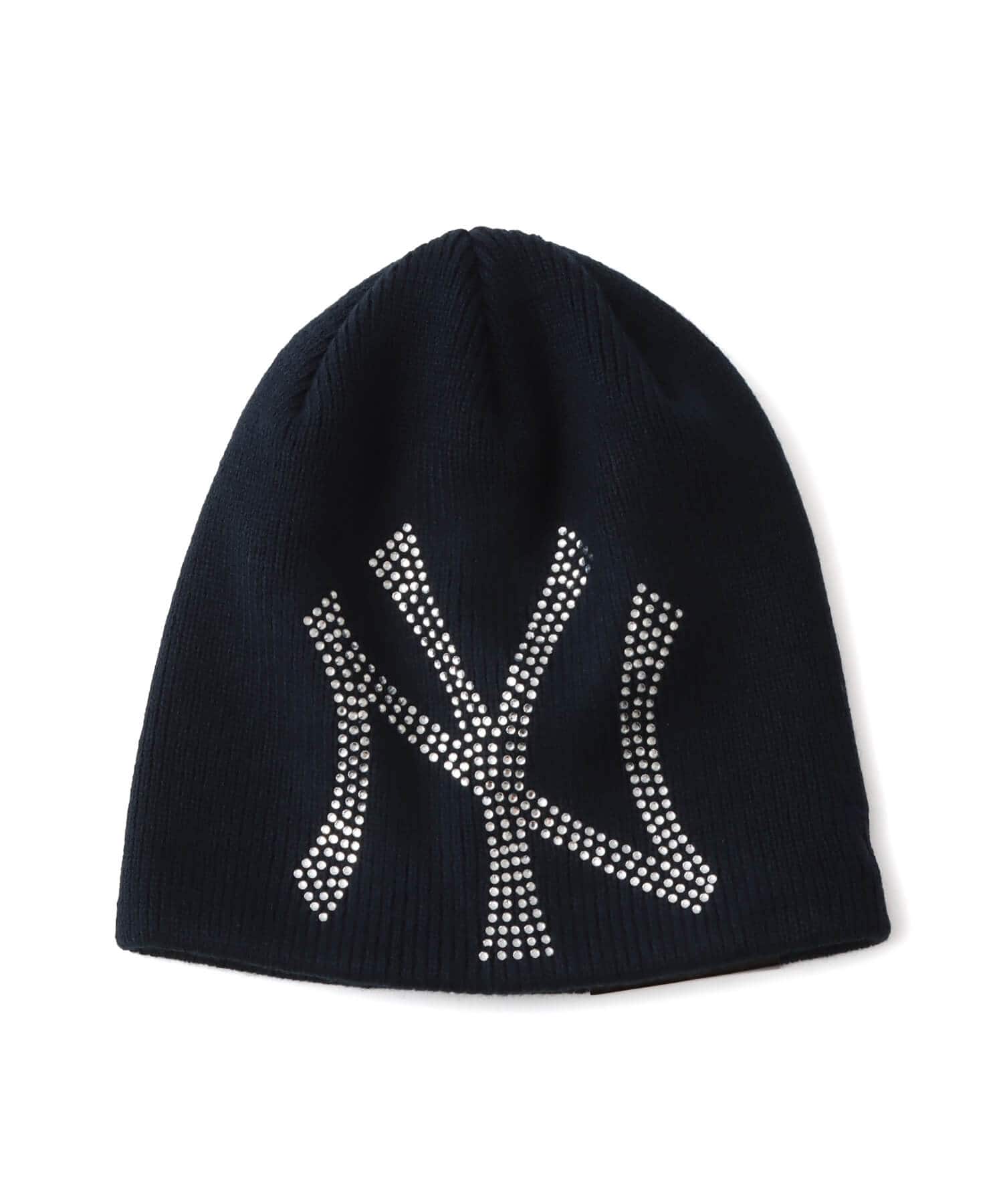NEW ERA BASIC BEANIE BIG LOGO RHINESTONE New York Yankees NAVYのメイン画像