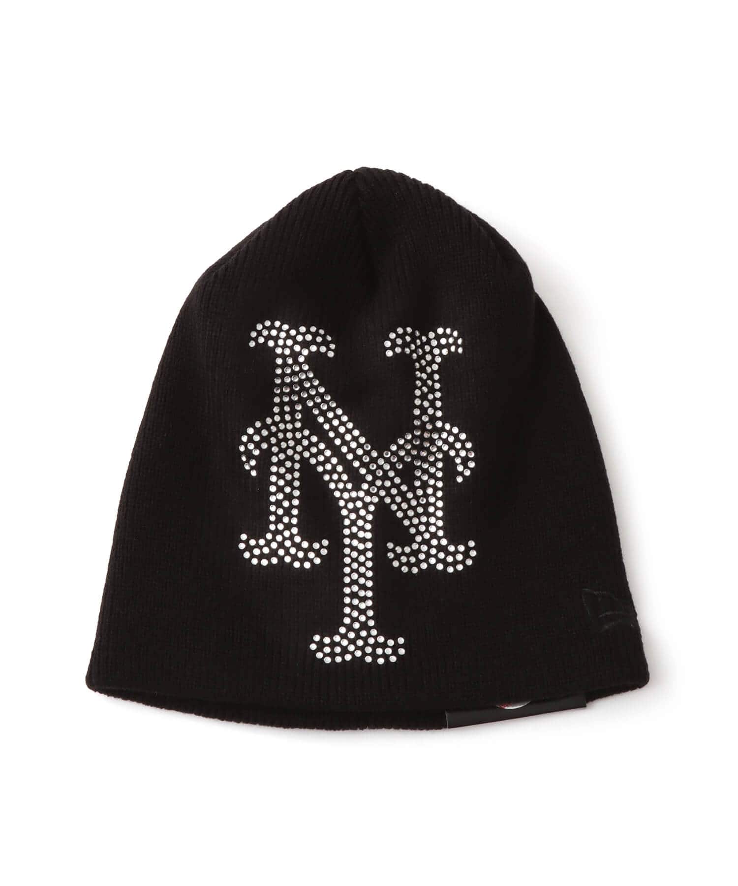 NEW ERA BASIC BEANIE BIG LOGO RHINESTONE New York Mets BLACKのメイン画像