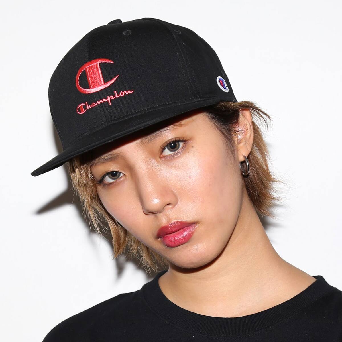 Champion C Logo Cap ブラック レッド