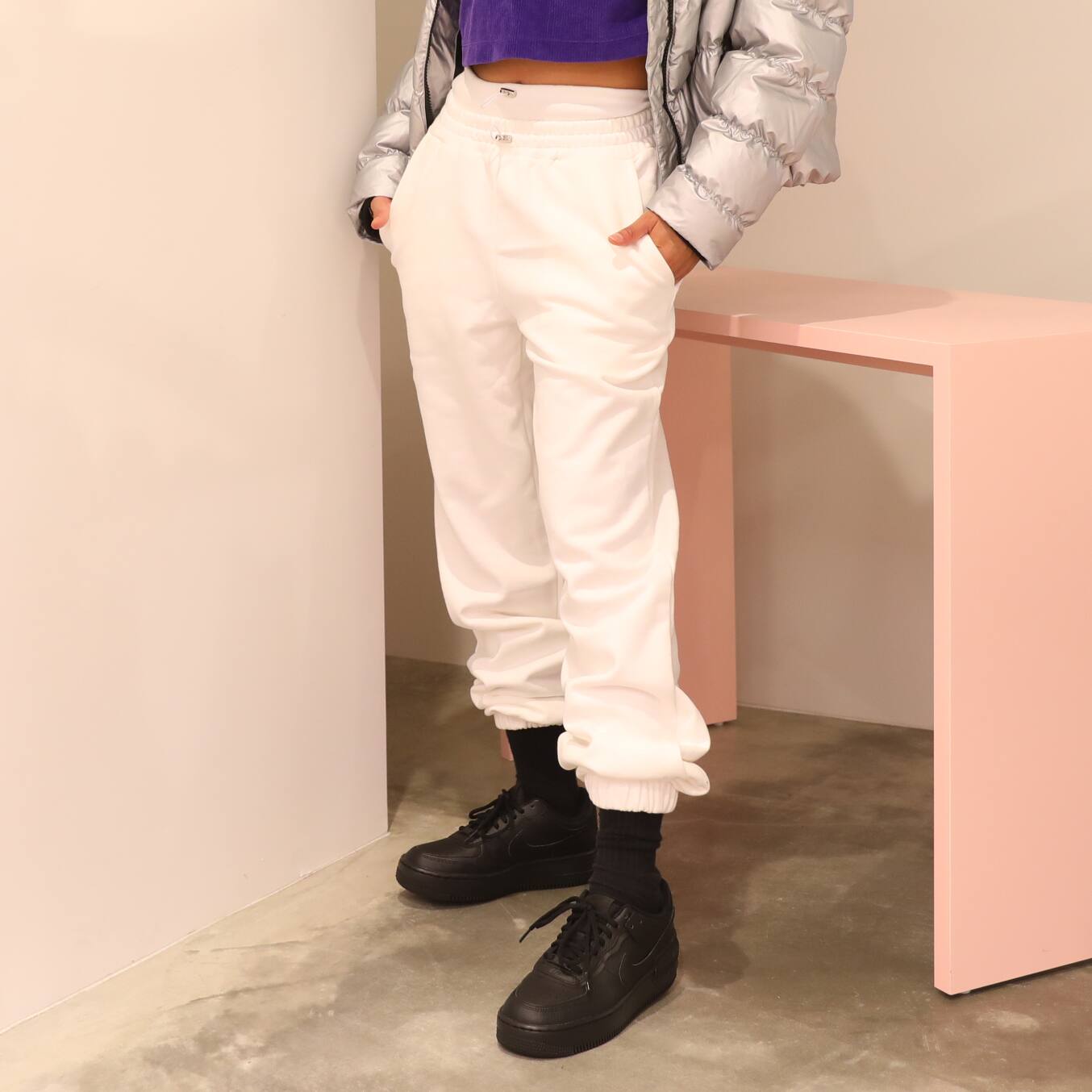 atmos pink ダブル ウェスト スウェット ワーク パンツ WHITE 19FA-I_photo_large