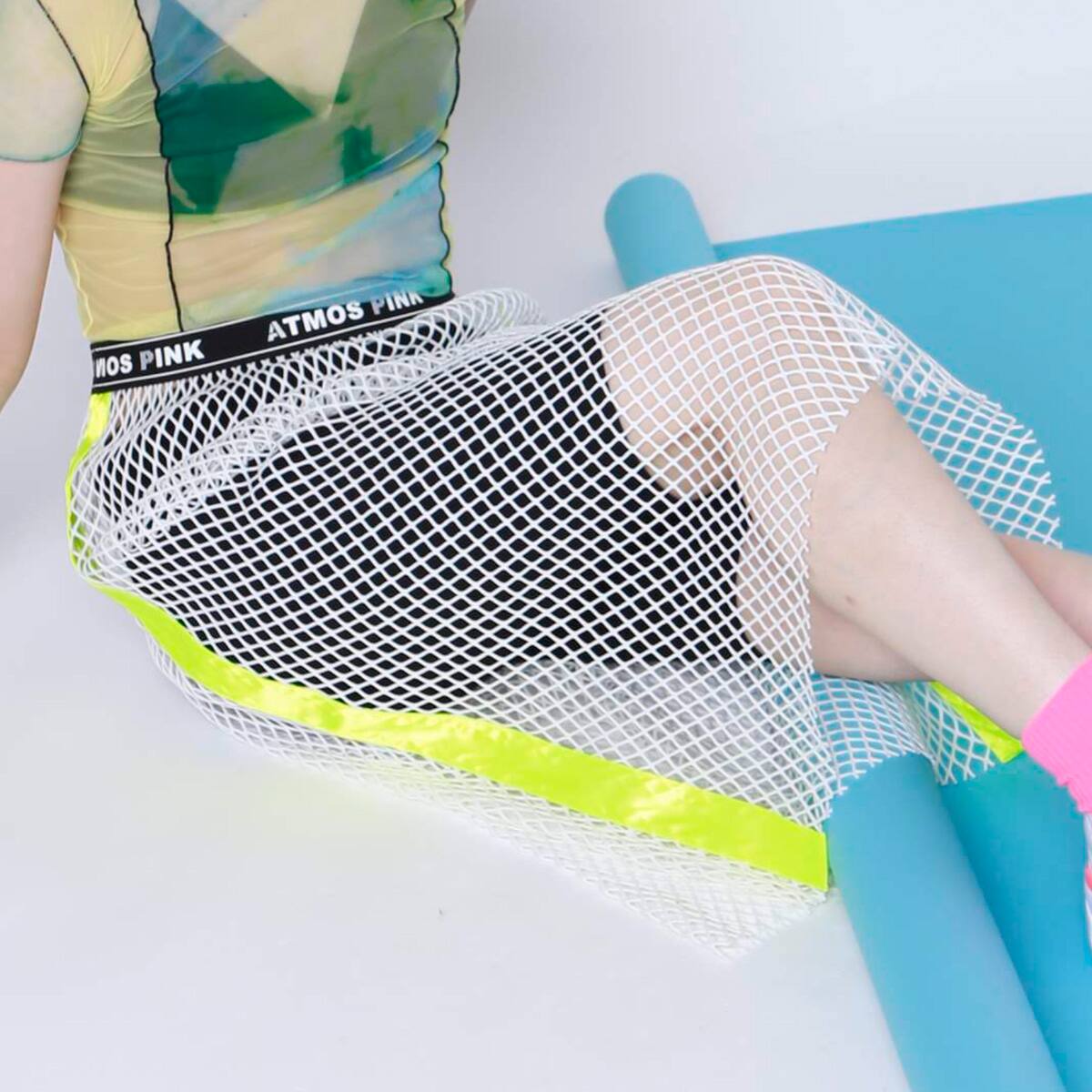 atmos pink ロゴメッシュ スカート WHITE （アトモスピンク ロゴ