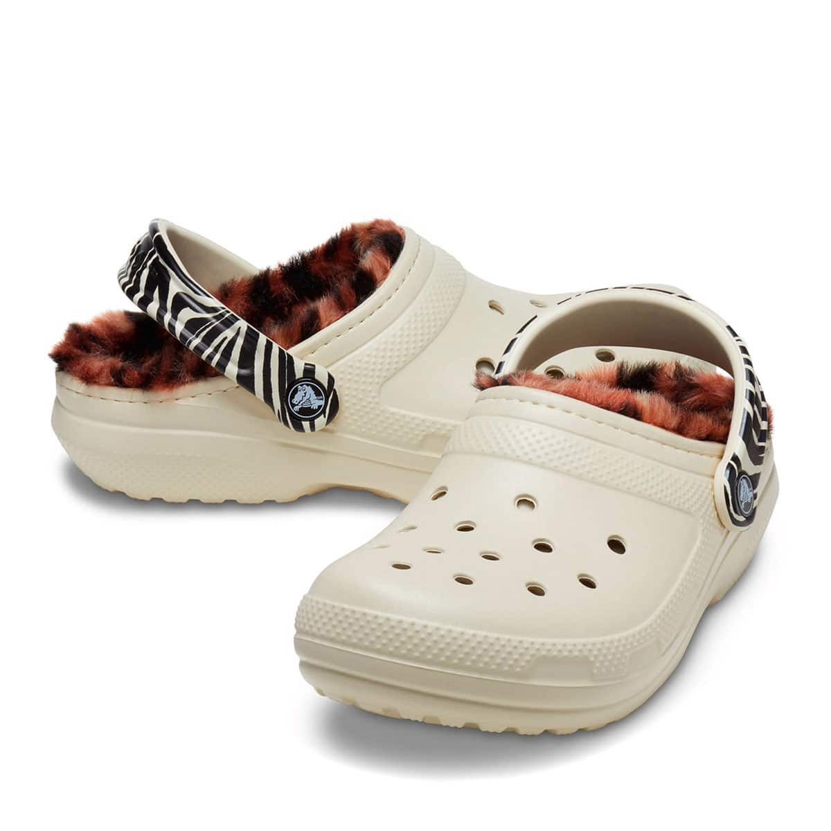 lined white crocs