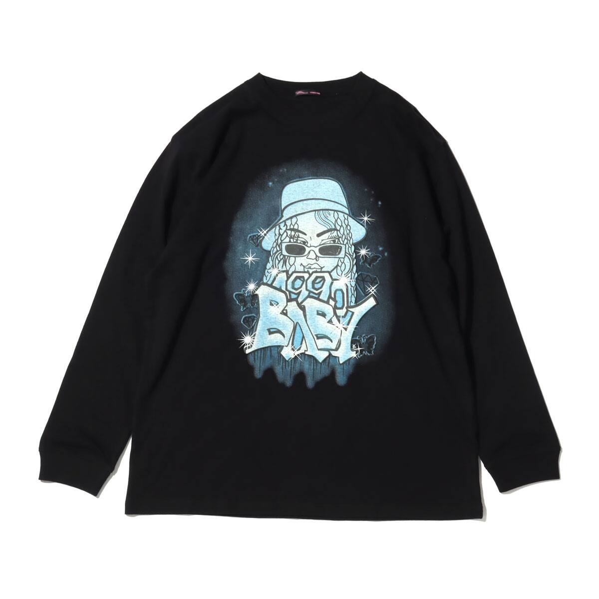 RIEHATA × atmos pink グラフィックアート ロンT BLACKのメイン画像
