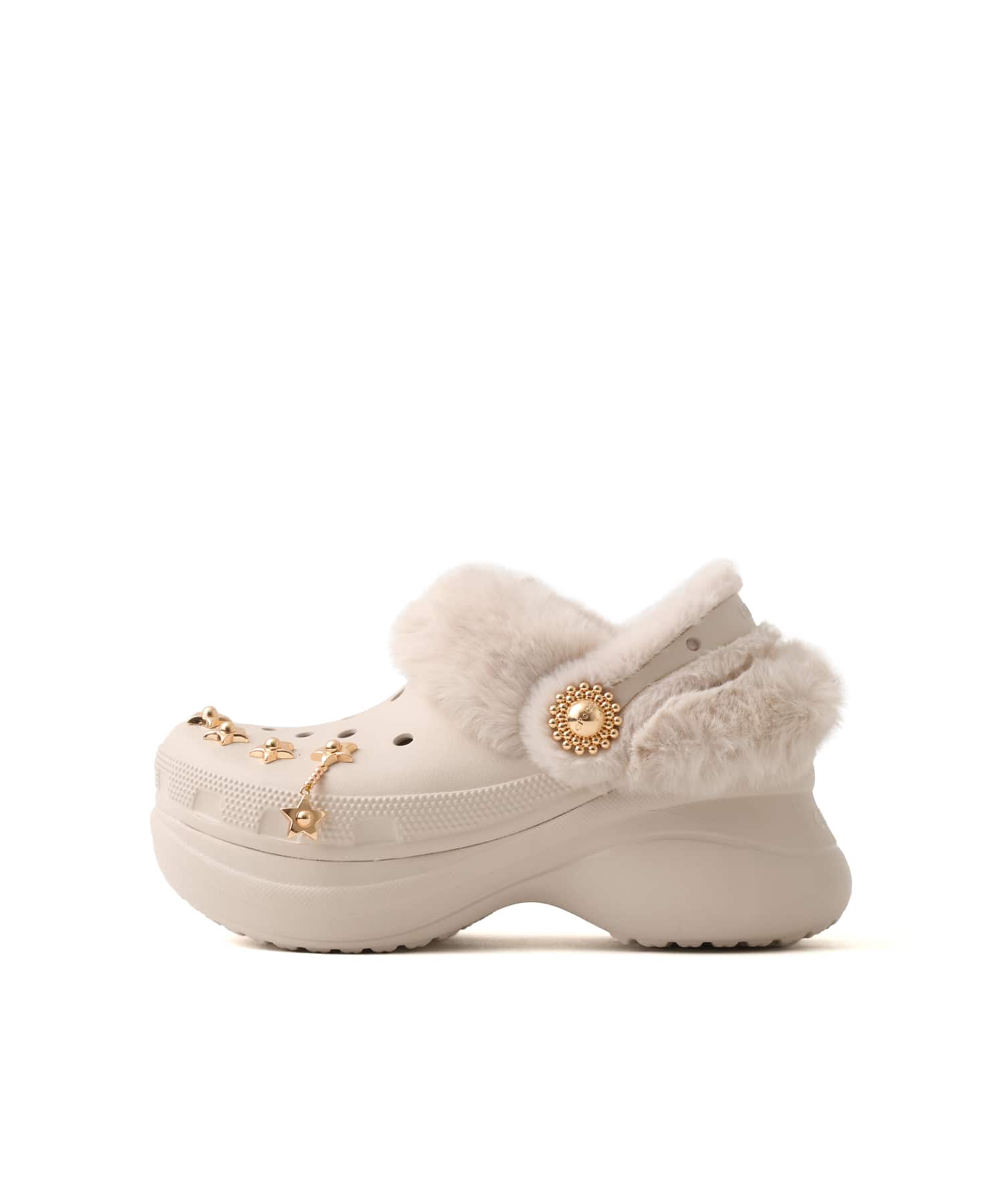 crocs Bae Lined Metal Minis Clog Cocoa Creamのメイン画像