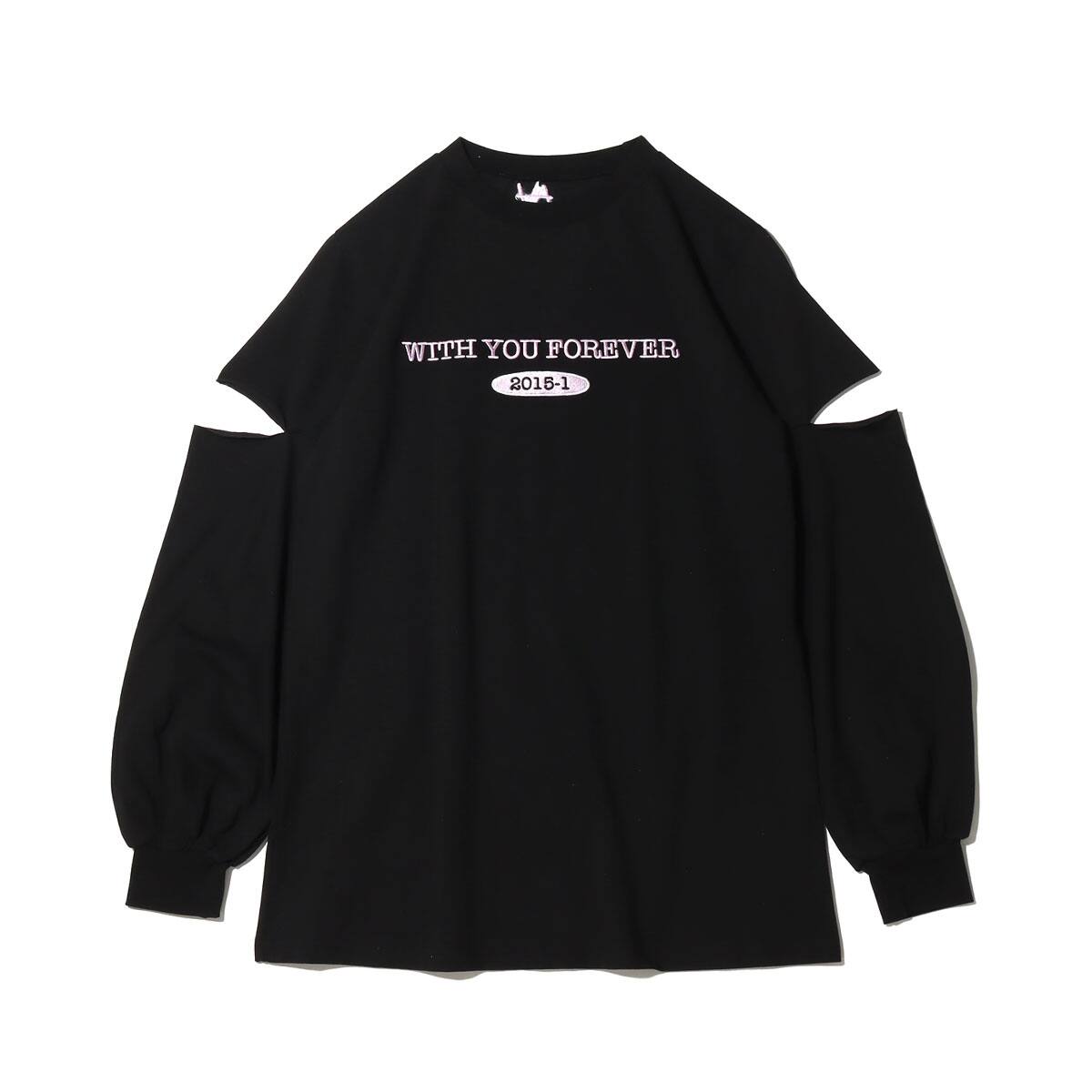 acane × atmos pink ロゴ カッティング ロンT BLACKのメイン画像