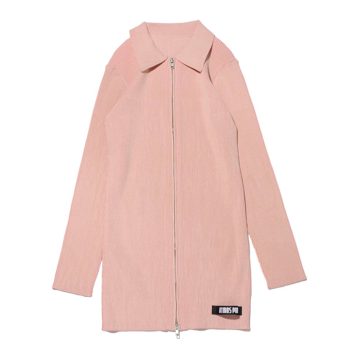 atmos pink ZIP バイカラー リブニット OP BEIGE