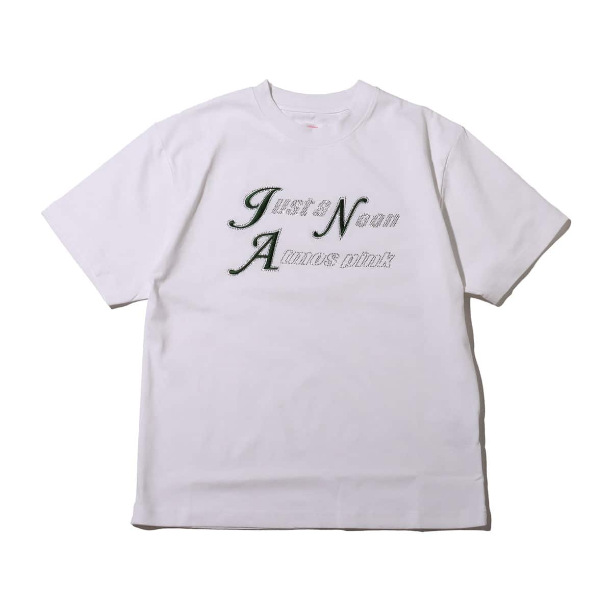 atmos pink JUST A NOON × atmos pink ラインストーンロゴTシャツ WHITE