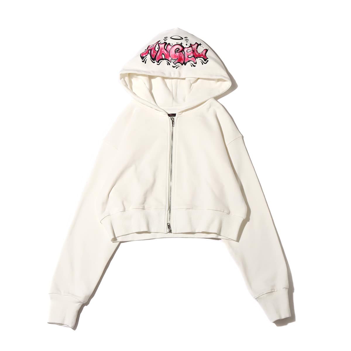 atmos pink × RIEHATA ANGEL ショートZIPフーディ WHITE