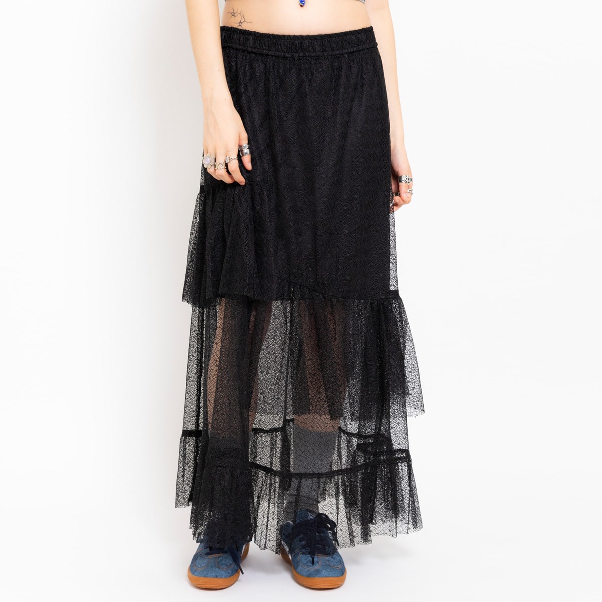 atmos pink Lace Flare Tiered Skirt BLACK （アトモス ピンク