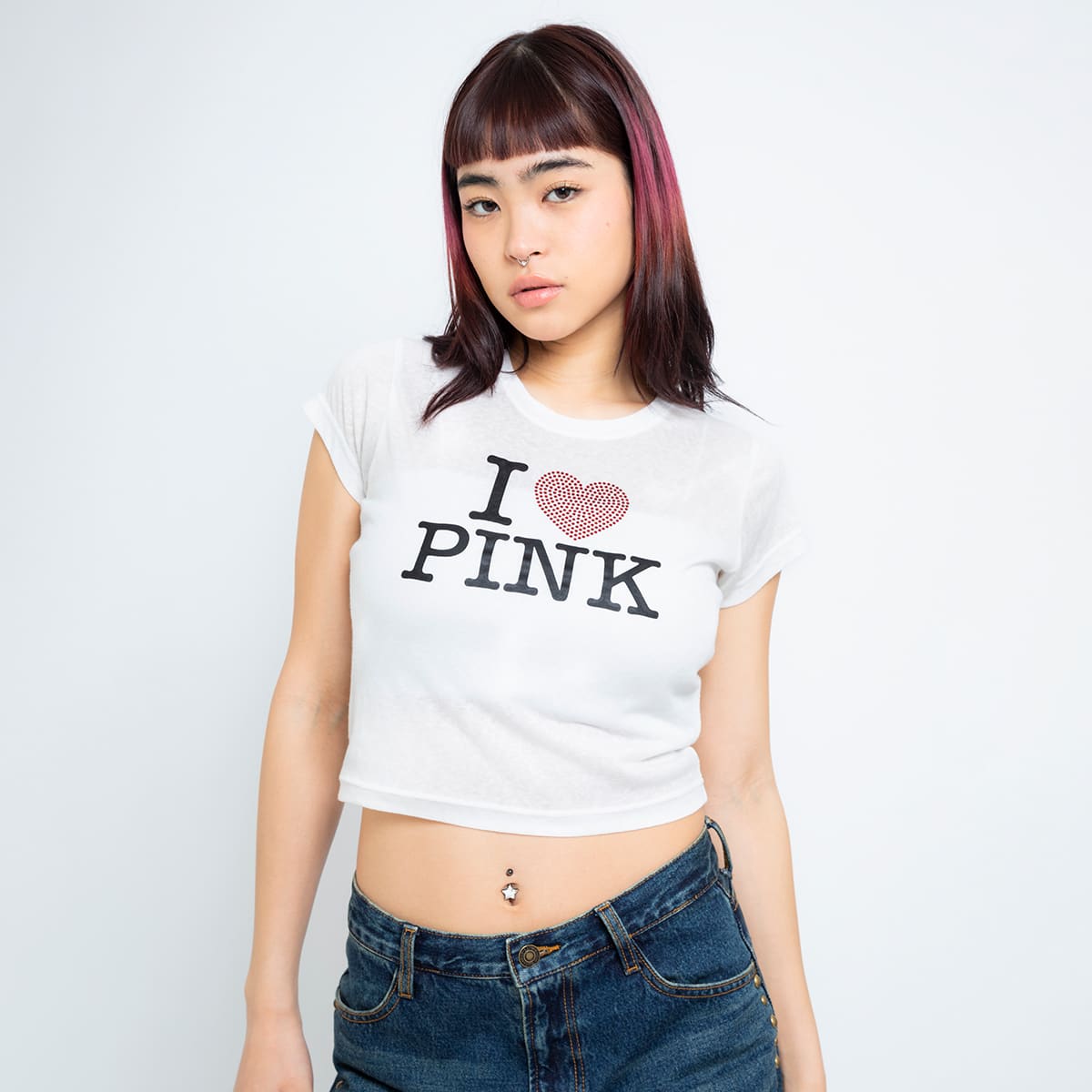atmos pink I LOVE PINK T-shirt WHITE