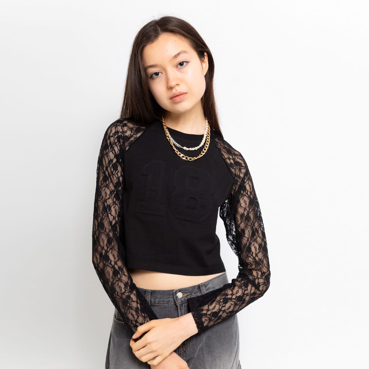 LAGUA GEM x ATMOS PINK RAGLAN TEE BLACK のメイン画像