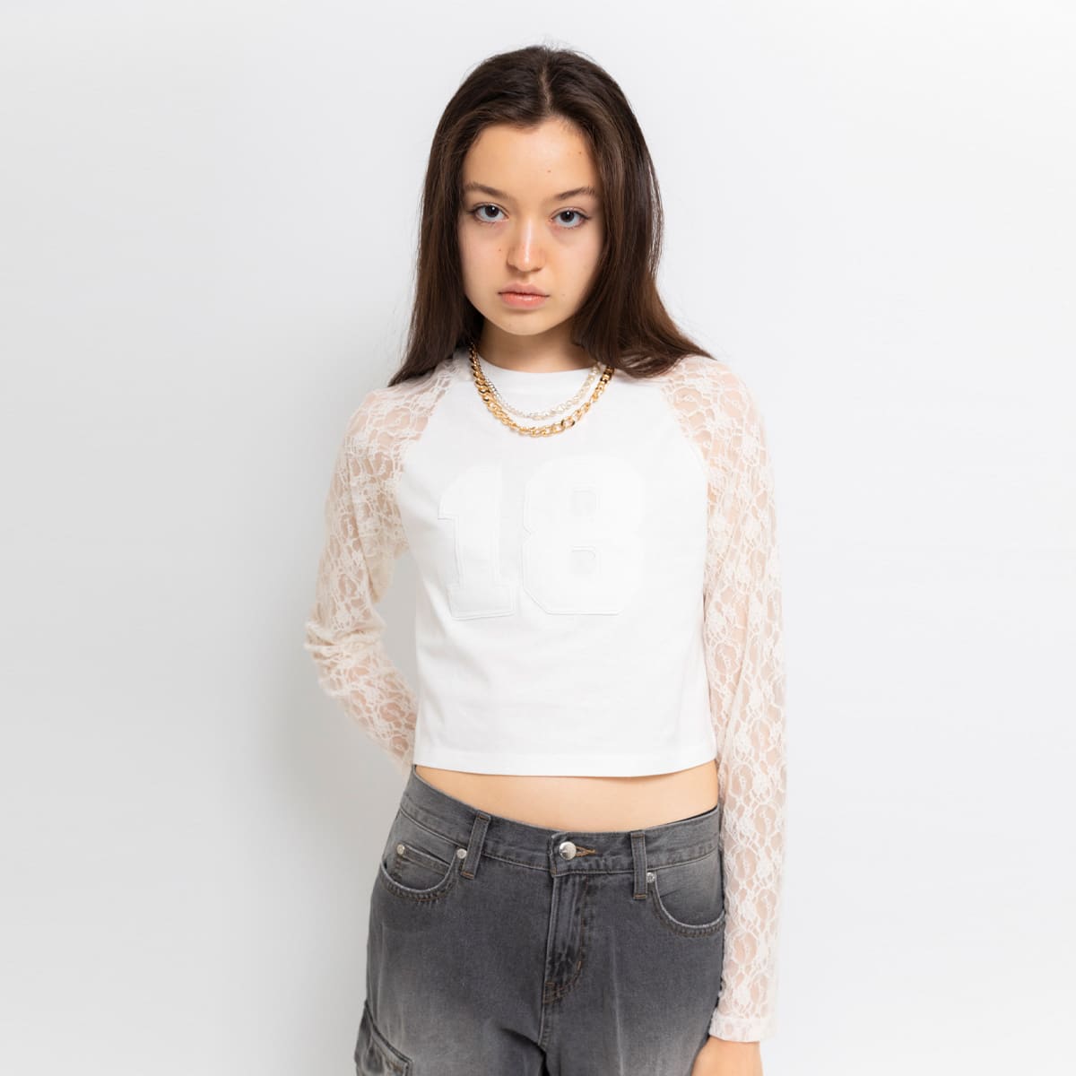 LAGUA GEM x ATMOS PINK RAGLAN TEE WHITE のメイン画像