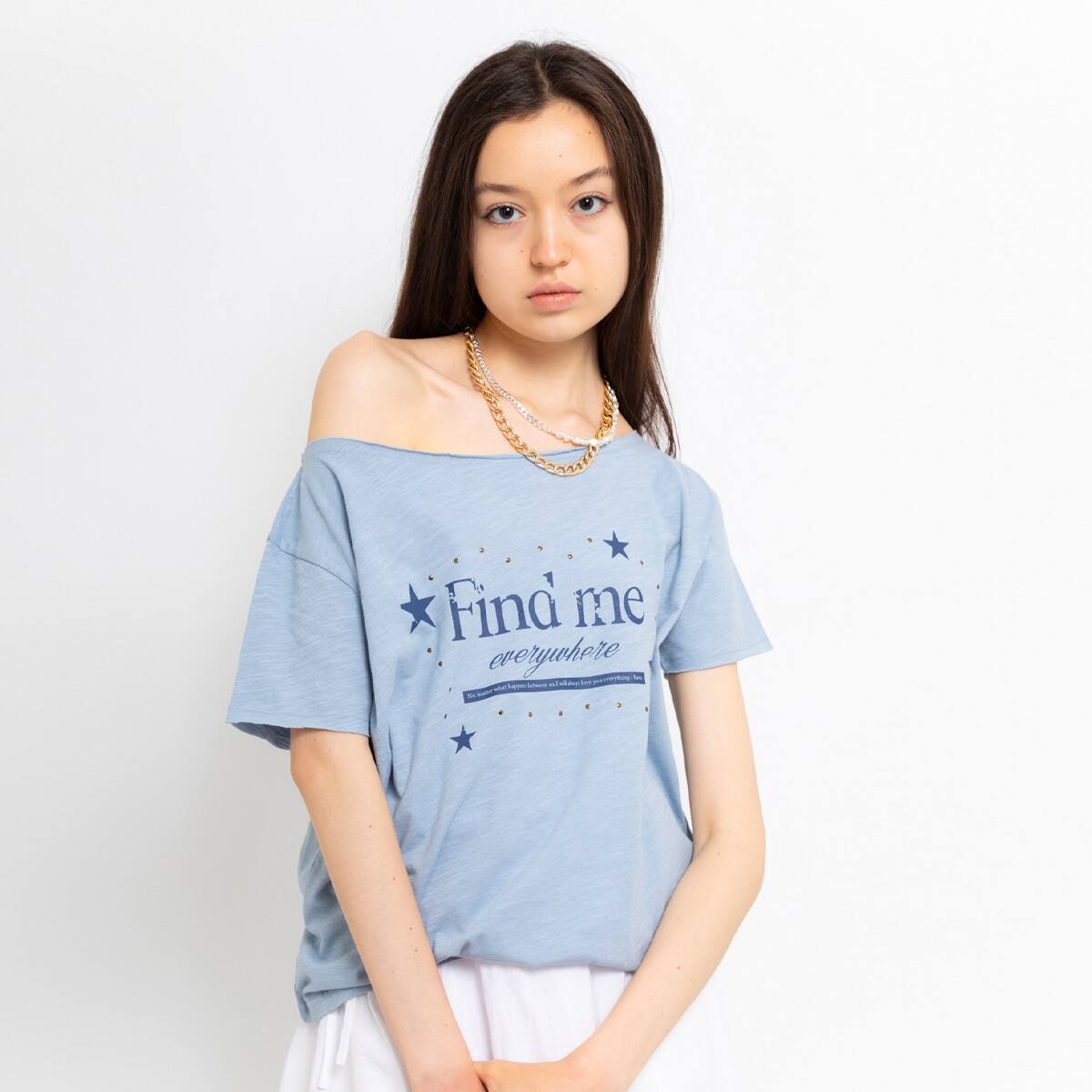 LAGUA GEM x ATMOS PINK PRINT TEE LIGHT BLUE のメイン画像