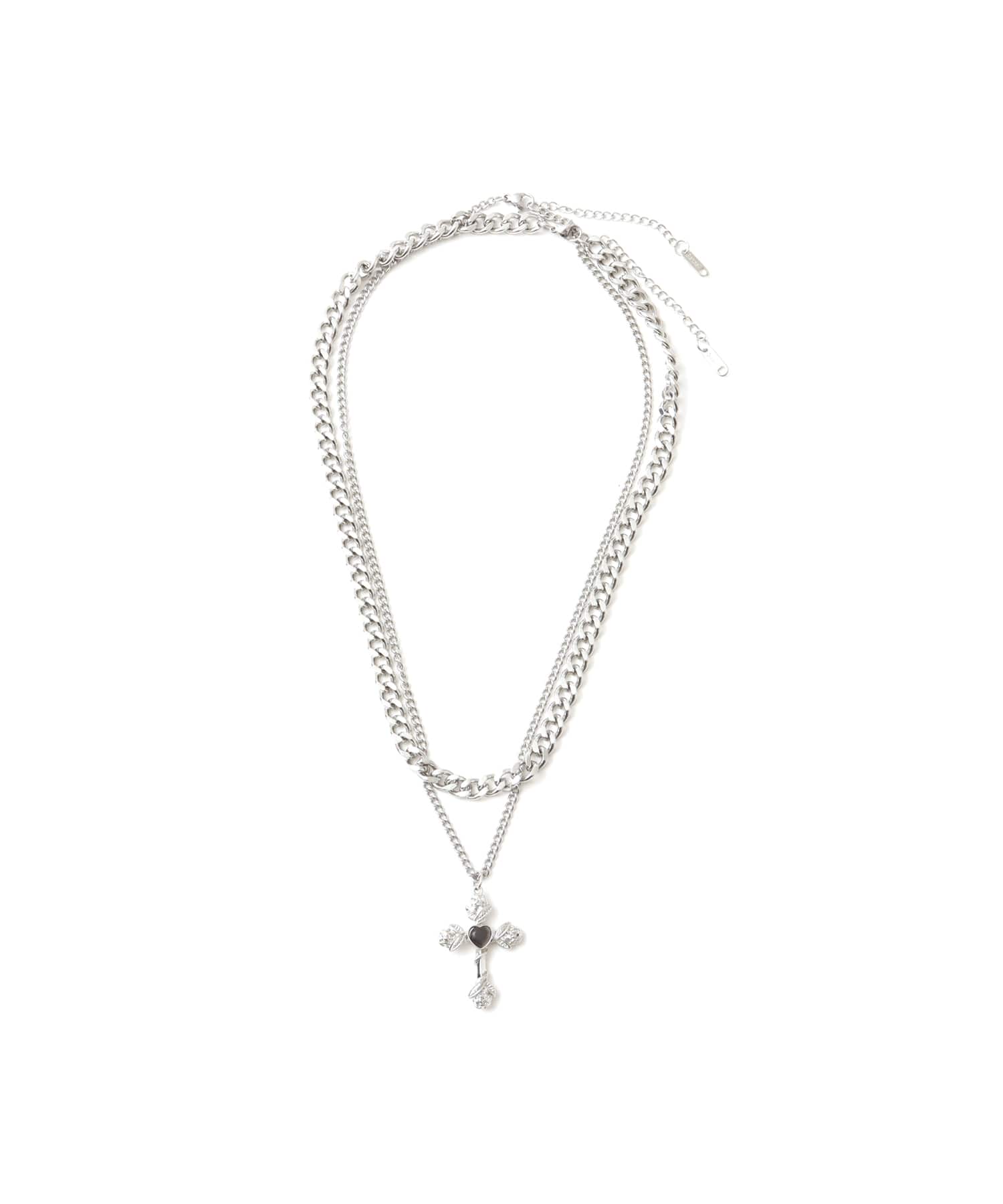 atmos pink Layer Cross Charm Necklace SILVERのメイン画像