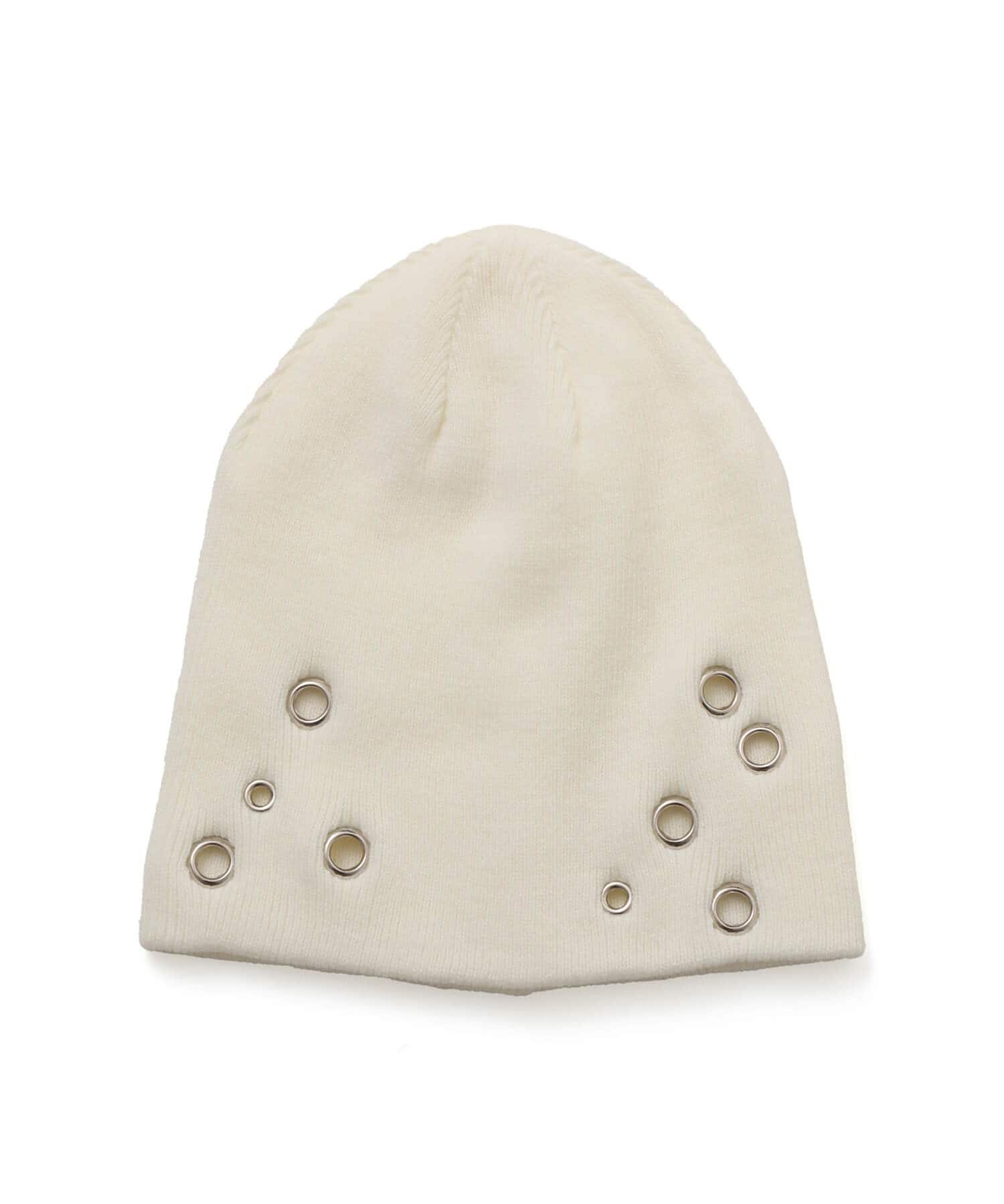 atmos pink Eyelet Beanie WHITEのメイン画像