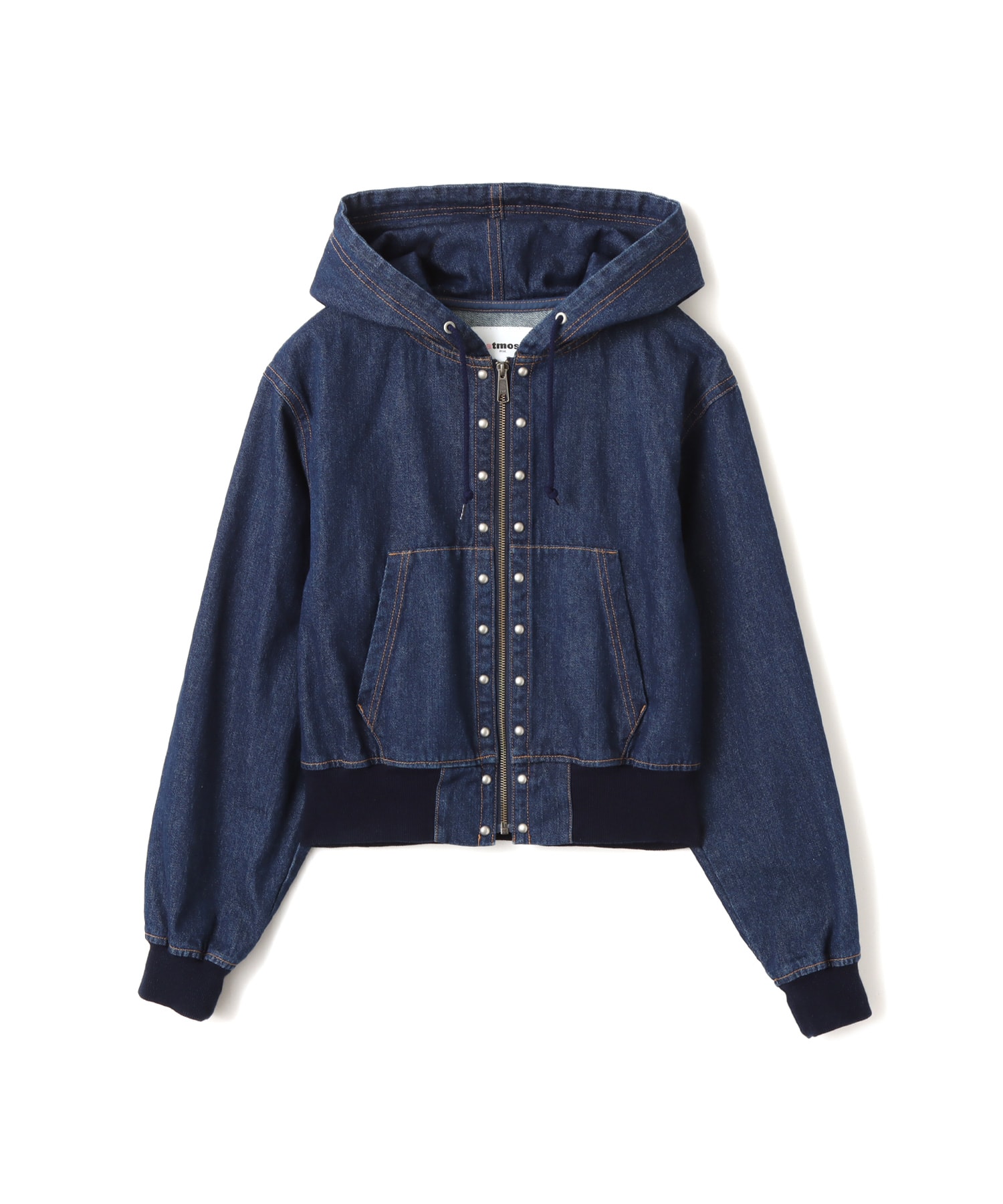 atmos pink Studs Denim Hoodie BLUEのメイン画像