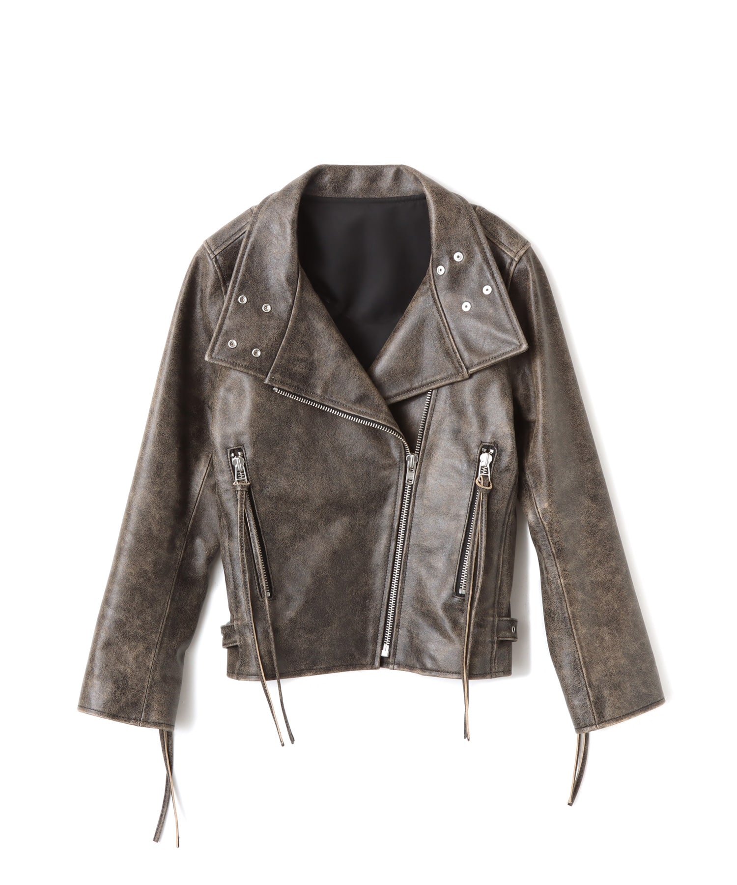 atmos pink Distressed Leather Jacket BROWNのメイン画像