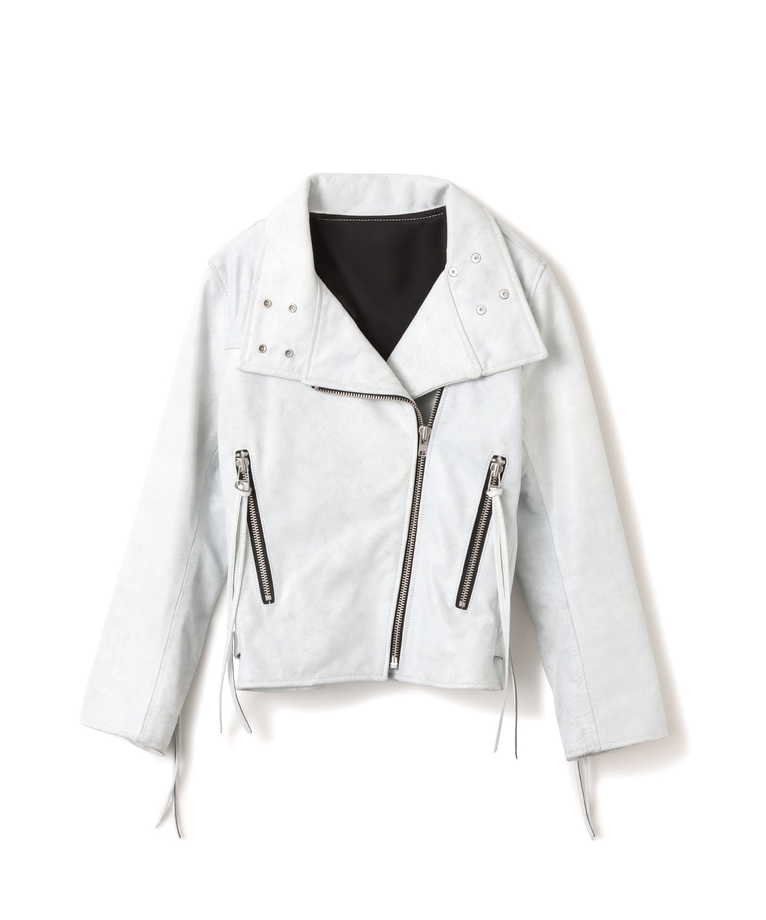 atmos pink Distressed Leather Jacket WHITEのメイン画像