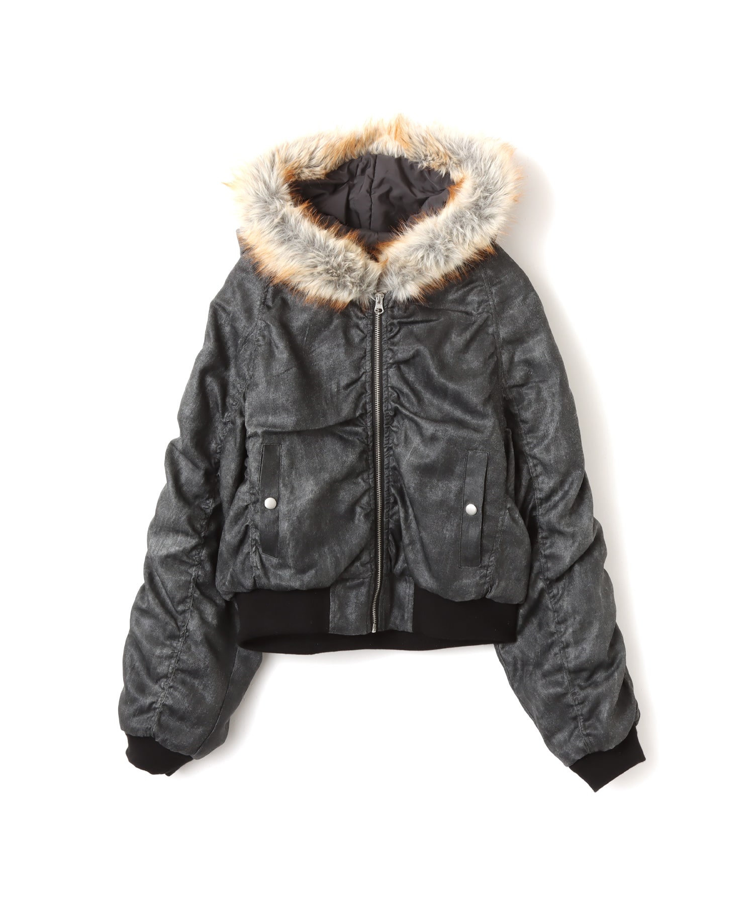 atmos pink Faux Fur Hooded Jacket BLACKのメイン画像