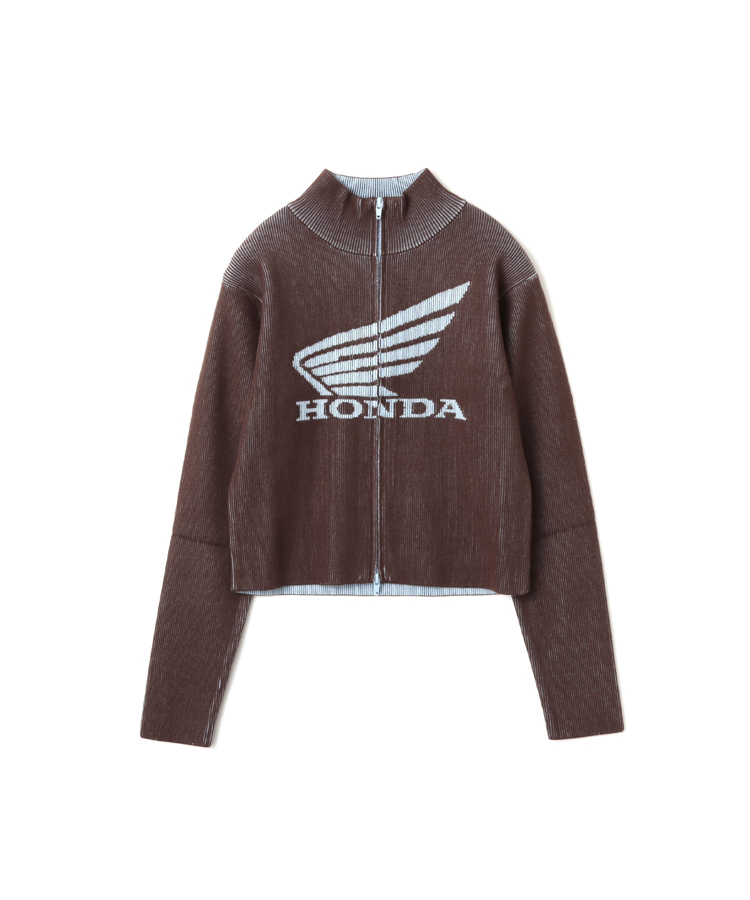 atmos pink x HONDA Zip Up Knit Cardigan BROWNのメイン画像