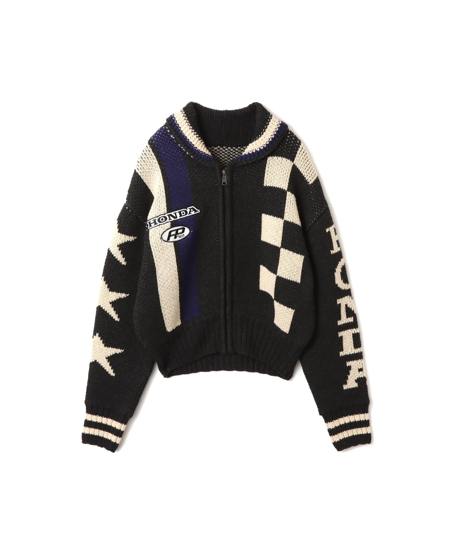atmos pink x HONDA Zip Up Knit Blouson BLACKのメイン画像