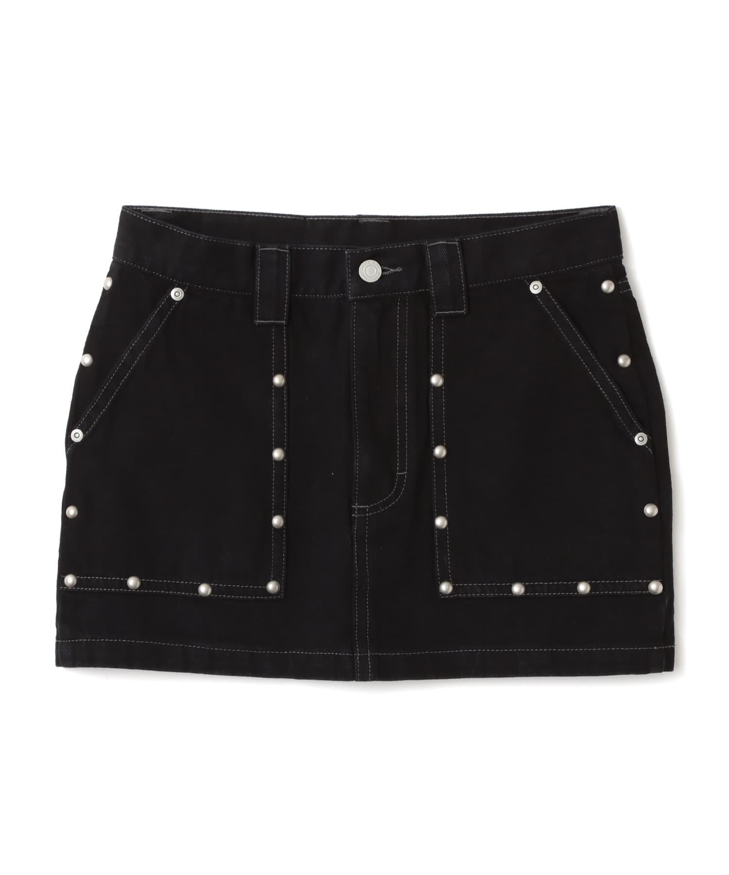 atmos pink Studs Denim Mini Skirt BLACKのメイン画像