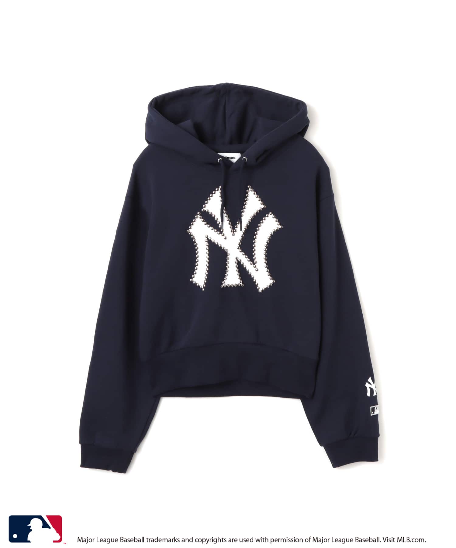 atmos pink MLB Studs Logo Sweat Hoodie NAVYのメイン画像