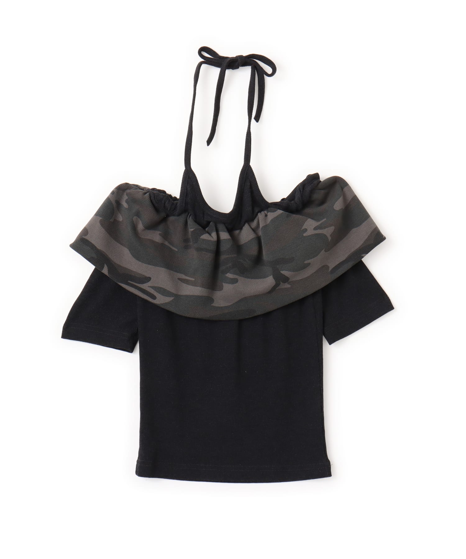 atmos pink Layered Camouflage Off-Shoulder Top BLACKのメイン画像