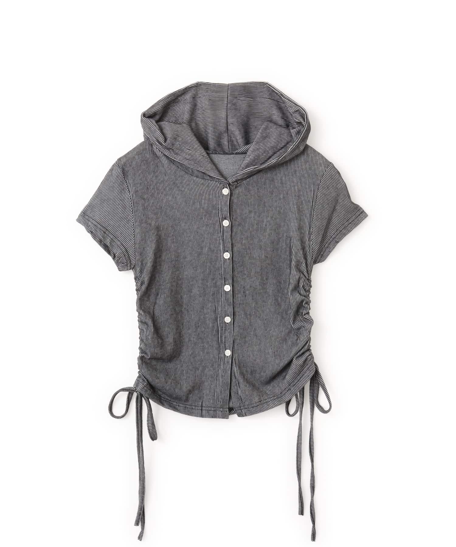 atmos pink Shirring Hoodie Cardigan CHARCOALのメイン画像