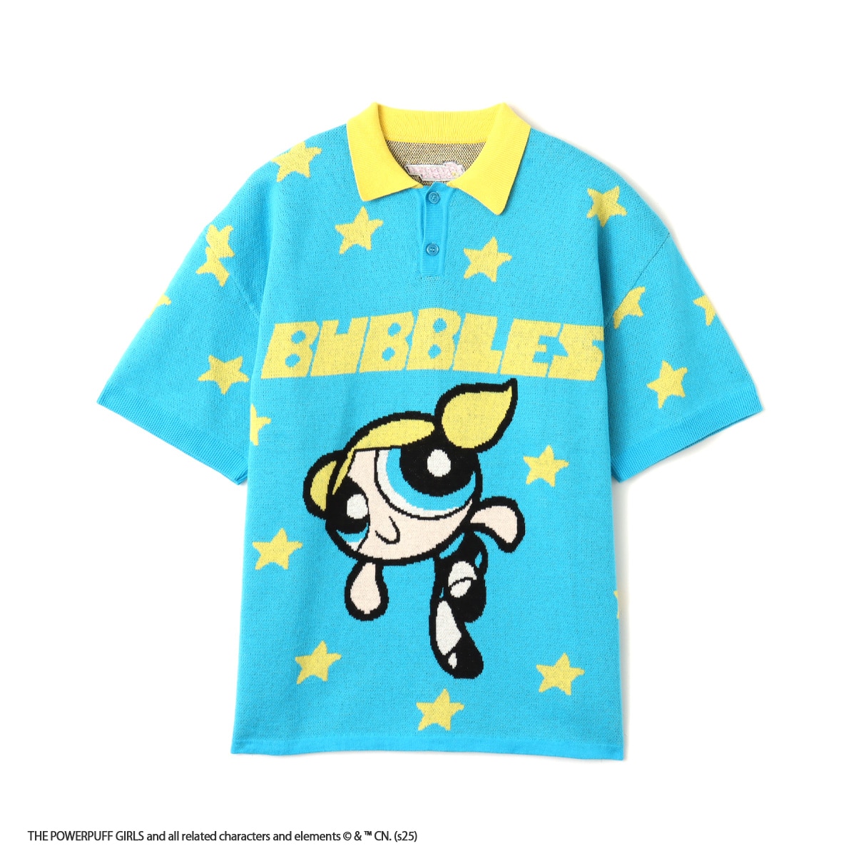 The Powerpuff Girls X atmos pink Jacquard Knit Polo Shirt BLUEのメイン画像